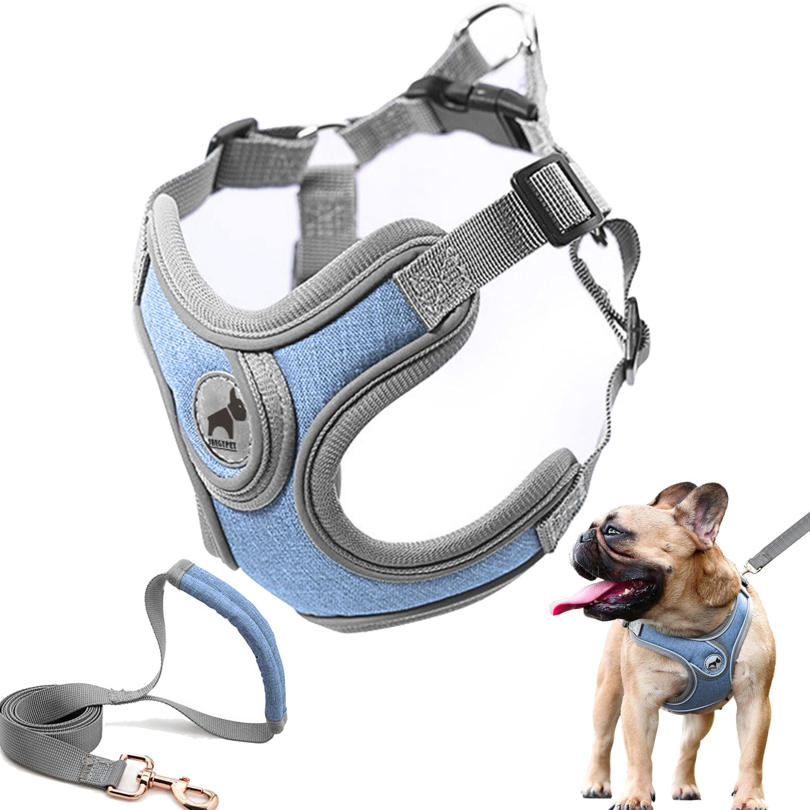 Dog Harness with Leash Set, No Pull Adjustable Step in Dog Collars Harness with Breathable Padded Vest for Small Medium Large Tr