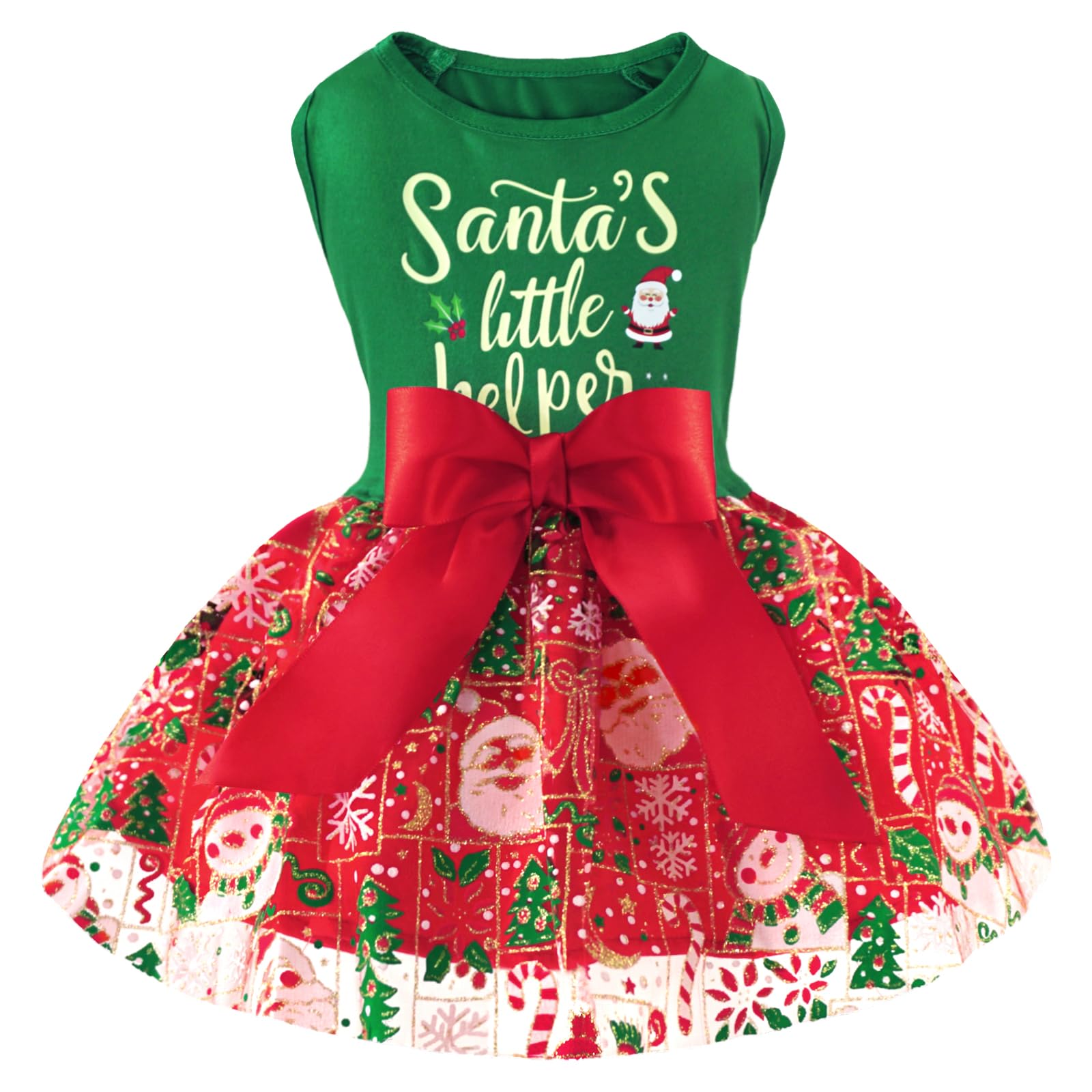 Xpudac Dog Christmas Dress Outfit Snowman Tulle Dress Holiday Dog Clothes For Small Dogs Girl, Santa Pet Costume Cat Outfits-Sma