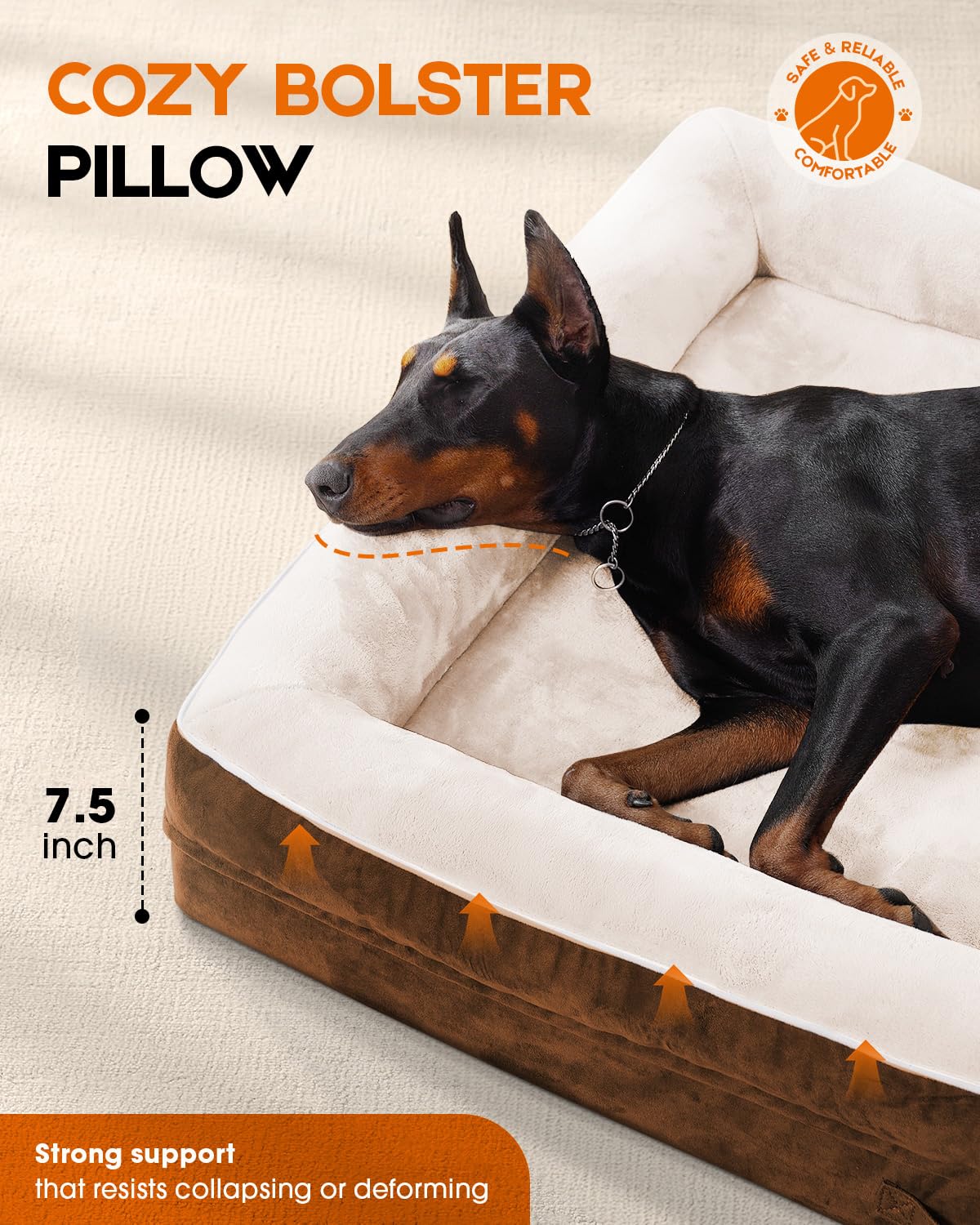 Xx-Large Orthopedic Dog Bed, Egg Foam Dog Couch With Removable Washable Cover, Waterproof Pet Sofa Bed With Non-Slip Bottom And