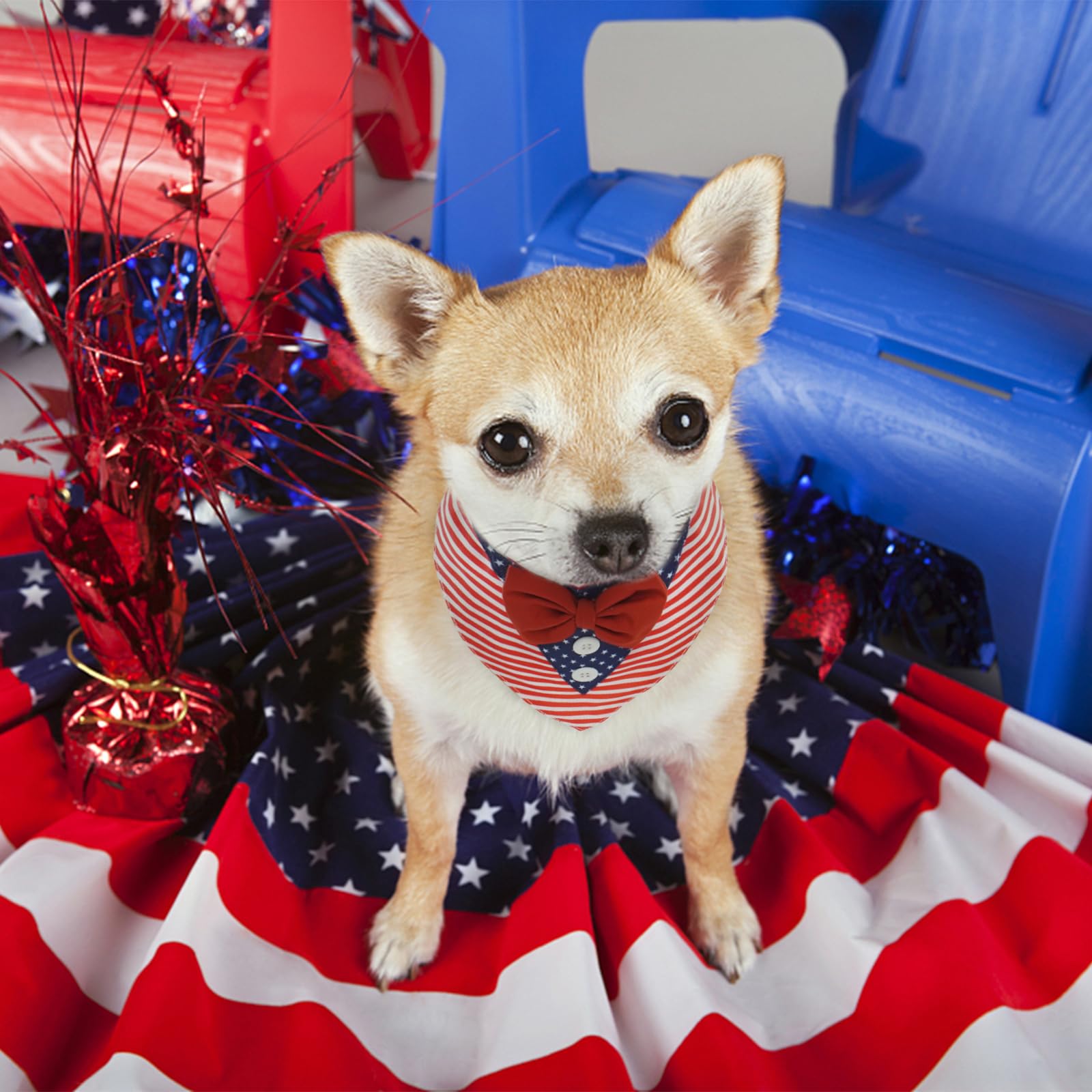 FUAMEY Independence Day Dog Scarfs 4Th of July Dog Bandanas American Flag Dog Tuxedo Pet Triangle Bibs Dog Holidays Outfit Dog C