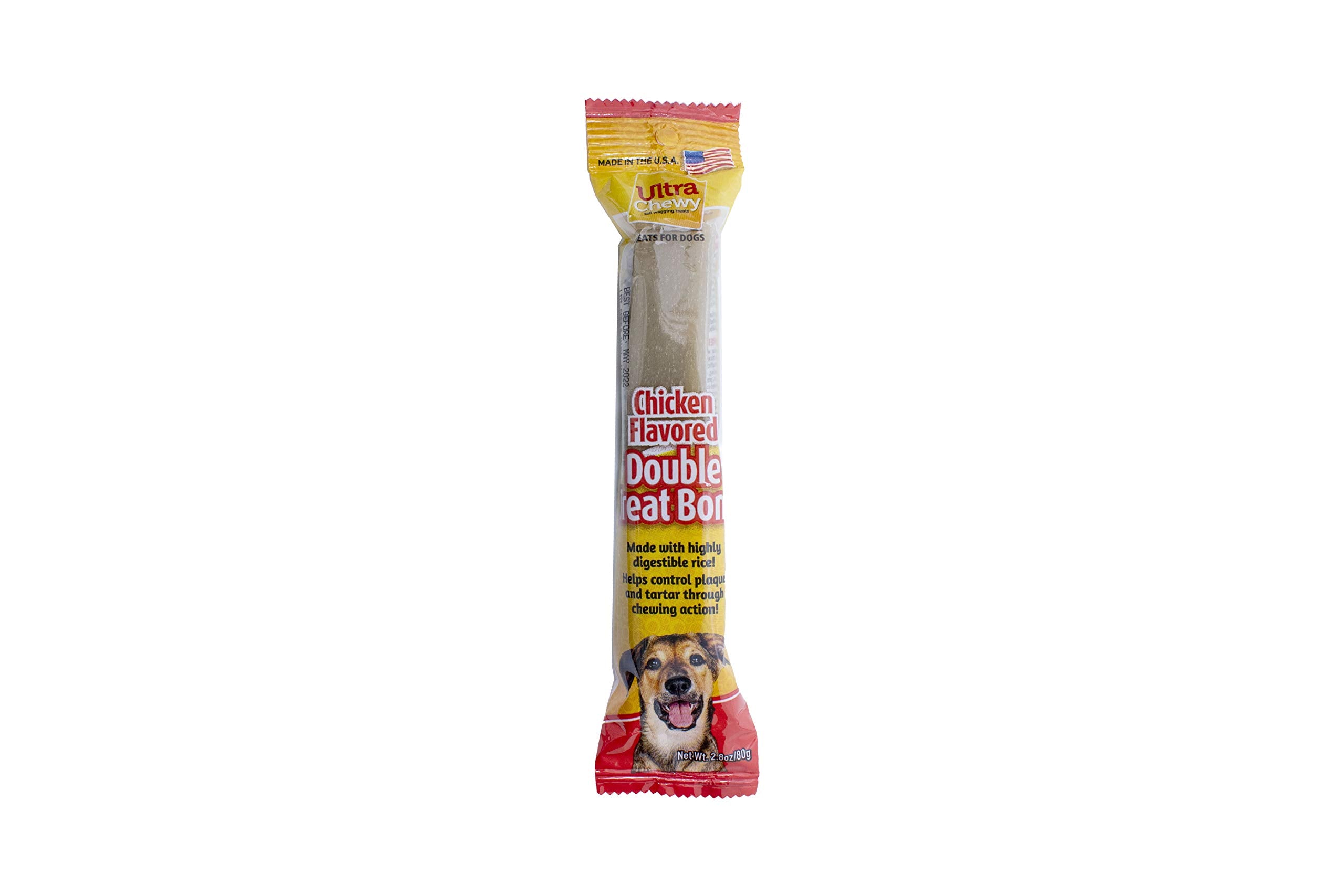 Ultra Chewy Chicken Double Treat Bones: Long-Lasting Dog Treats Made in USA for Large and Small Breeds, Highly Digestible, Ideal