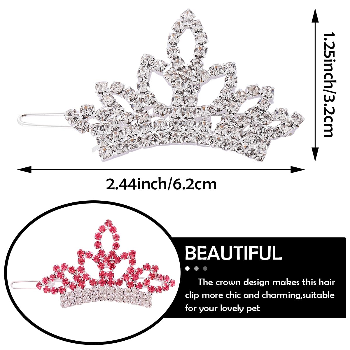 PET SHOW Dog Tiara Crown Hair Clips Bows for Small Dogs Costume Crystal Rhinestone Girls Puppies Barrette Grooming Hair Accessor
