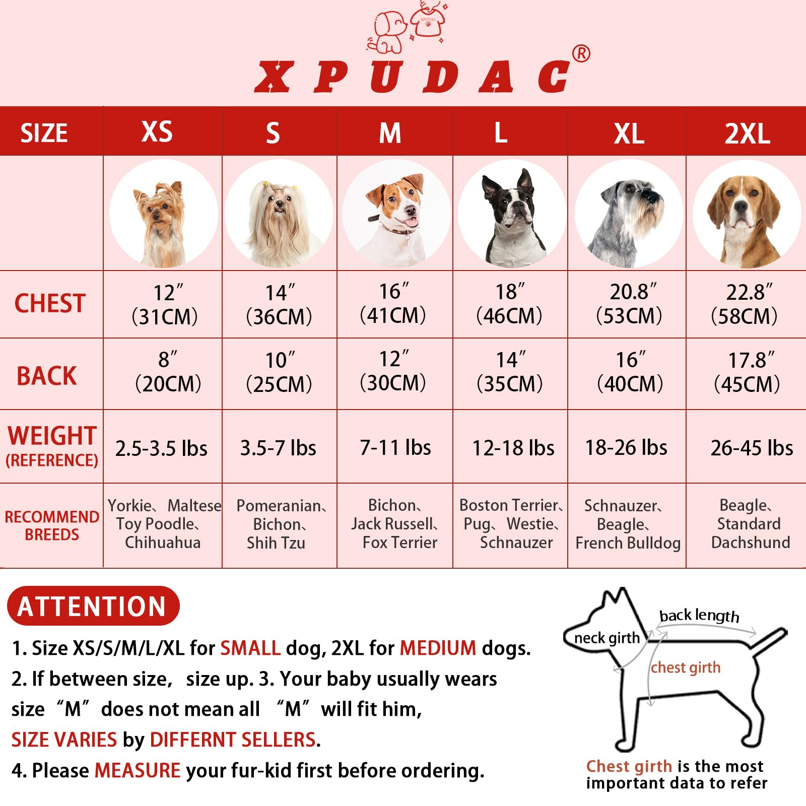Xpudac 4 Pack Dog Christmas Pajamas Reindeer Puppy Clothes Cute Santa Claus Dog Pajamas Costumes Outfit Red Green 80-Lanlv-2Xl