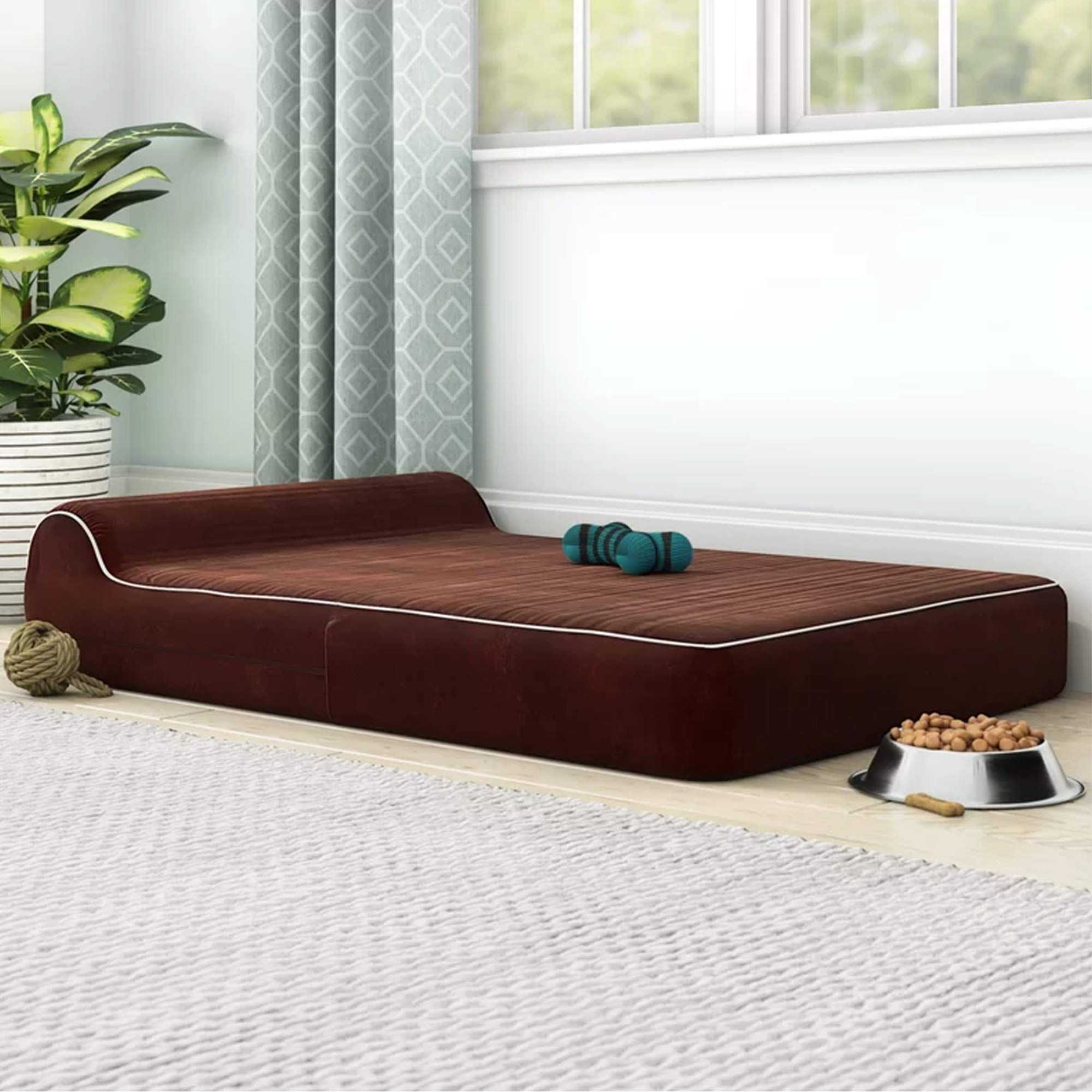 Orthopedic Dog Bed - 5.5-inch Thick Memory Foam Pet Bed with Pillow With Removable Cover & Free Waterproof Liner