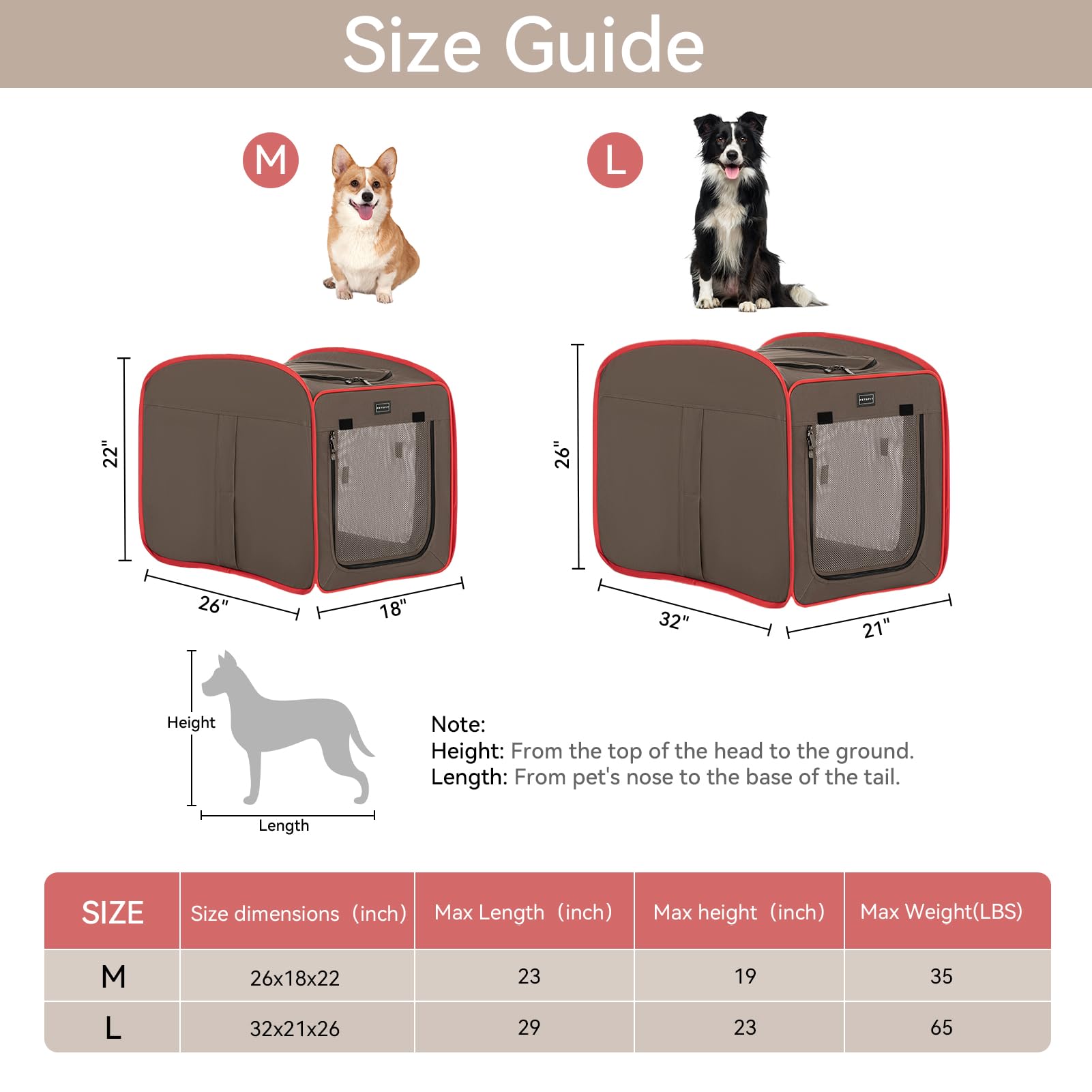 Petsfit Portable Dog Crates For Medium Dogs, Travel Dog Crate With Soft Cushion And Carrying Case, For Indoor Outdoor