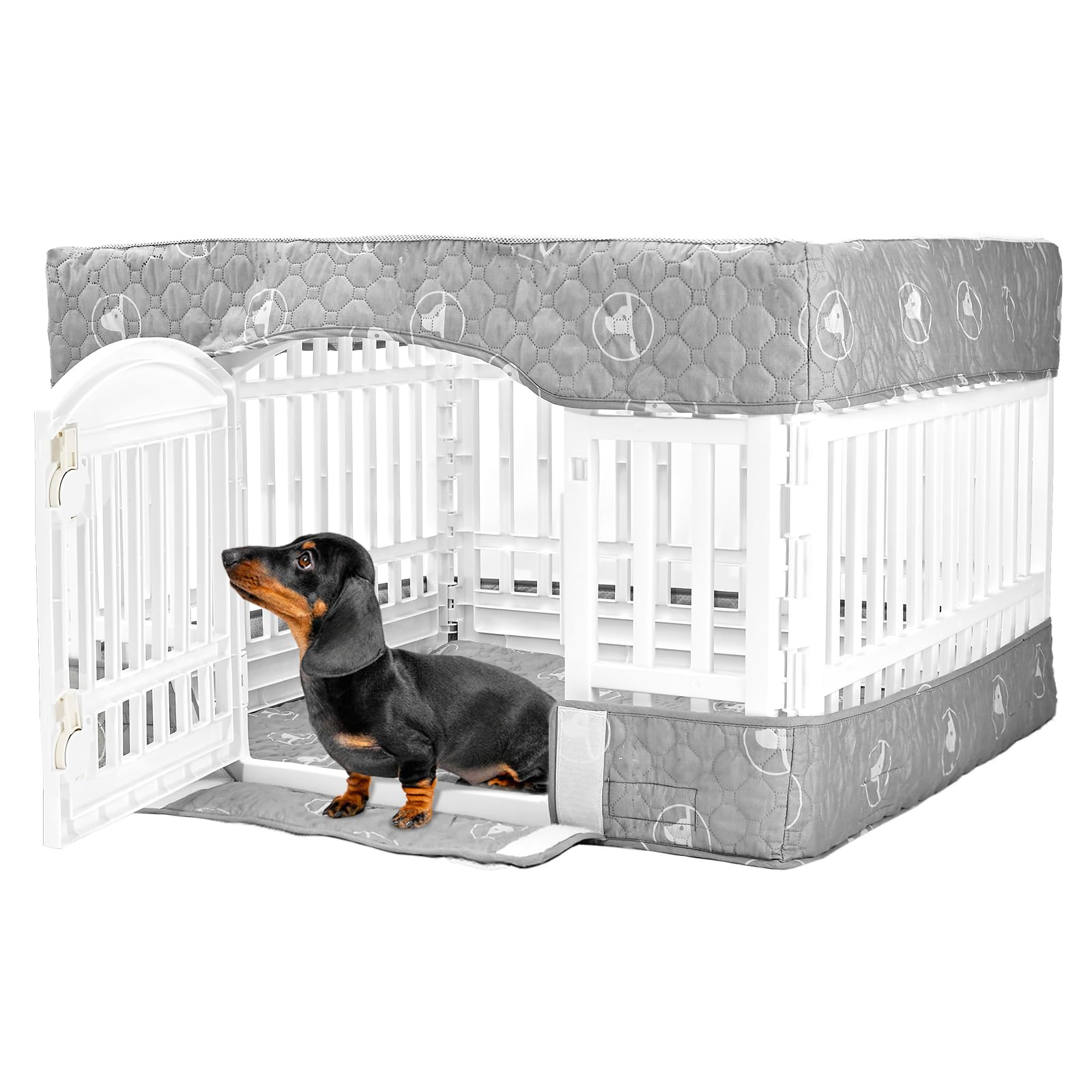 Pjyucien Dog Playpen Bottom Pad And Cover Fits For 36 Inch 4 Panels Exercise Pet Pen,Grey