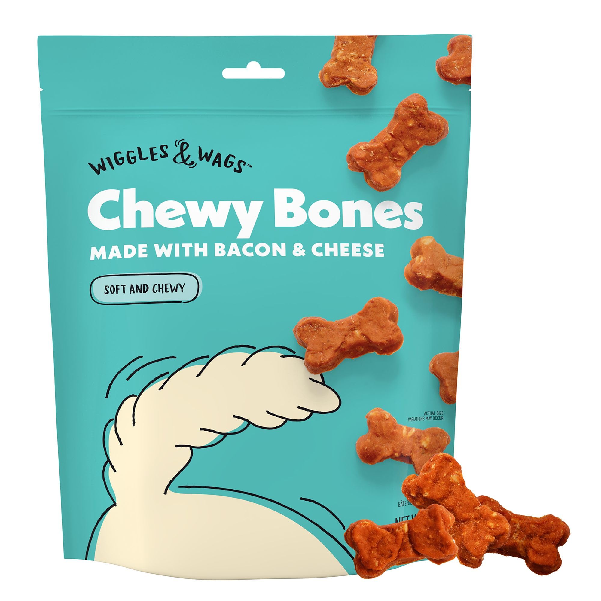 Wiggles and Wags Soft Chews Bacon & Cheese Recipe Bone-Shaped Treats