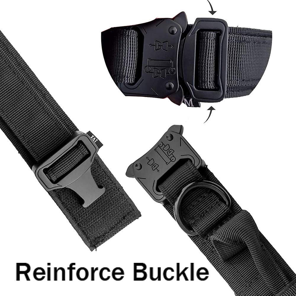 Tactical Dog Collar Military Dog Collar Adjustable Nylon Dog Collar Heavy Duty Metal Buckle With Handle For Dog Training ( Black