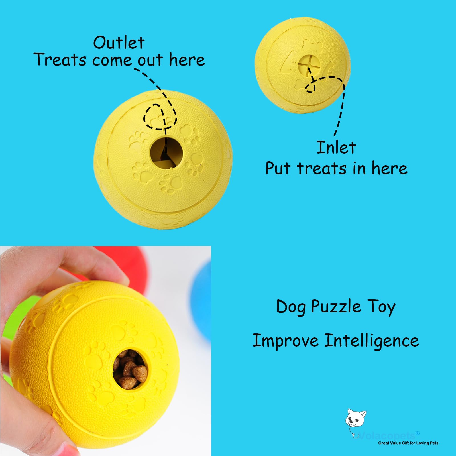 Volacopets 5 Different Functions Interactive Dog Toys For Puppies, Puppy Puzzle Toys For Small Dogs, Dog Balls For Small Dogs, T