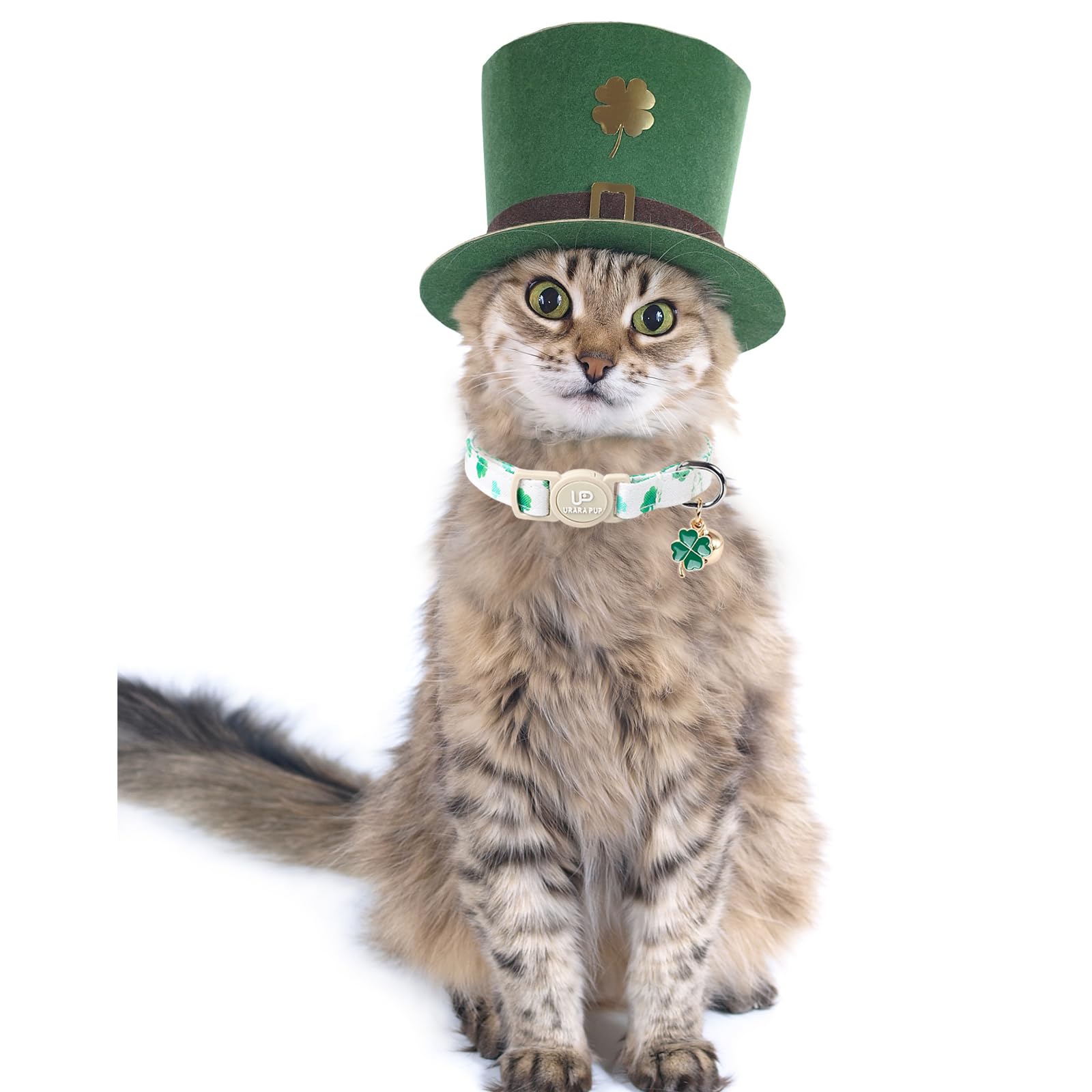 Up Urara Pup Cat Collar,2Pack St.Patrick'S Day Cat Collars Cute Breakaway Kitty Collars,Spring Green Shamrock Cat Collar With Be