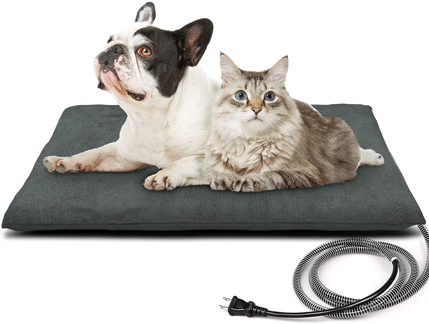 PETNF Outdoor Heated Pet Bed - Waterproof, Soft Electric Blanket, 27.6'' x 15.7'', Gray, Auto Temperature Control for Dogs and Cats