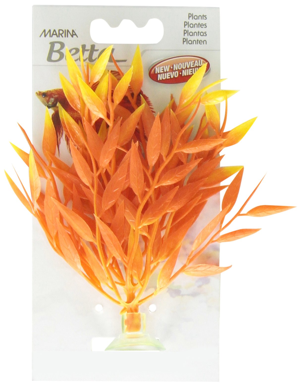 Marina Betta Fire Grass Plastic Plant, 5-Inch