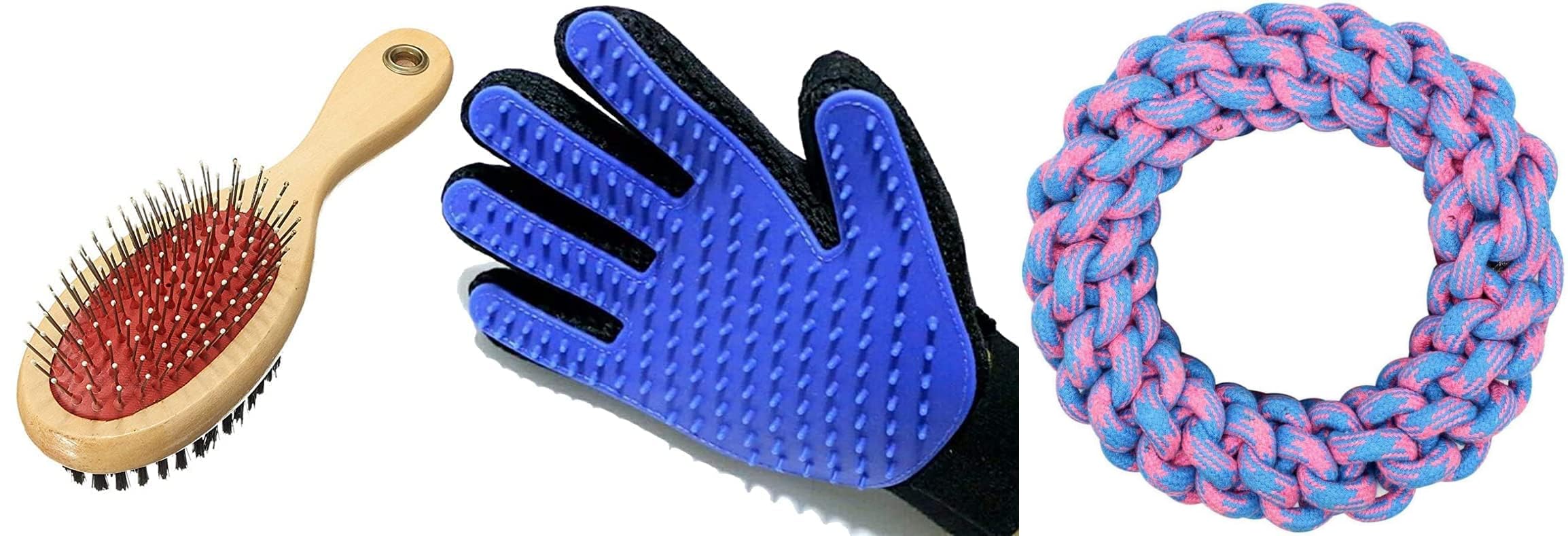 Penta Paws Comb Pack 2 In 1 Pet Grooming Accessories, Massaging And Deshedding For Dogs & Cats And Rope Dog Toys Knotted Cotton 