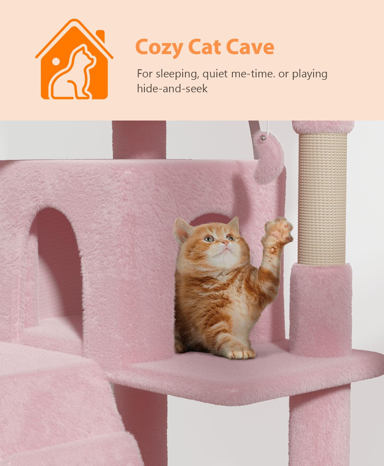 Os Motor 54'' Cat Tree Tower For Indoor Cats Large Adult,Cute/Tall Modern Cat Tree For Big Cats 20 Lbs,Plush Multi-Level Cat Con