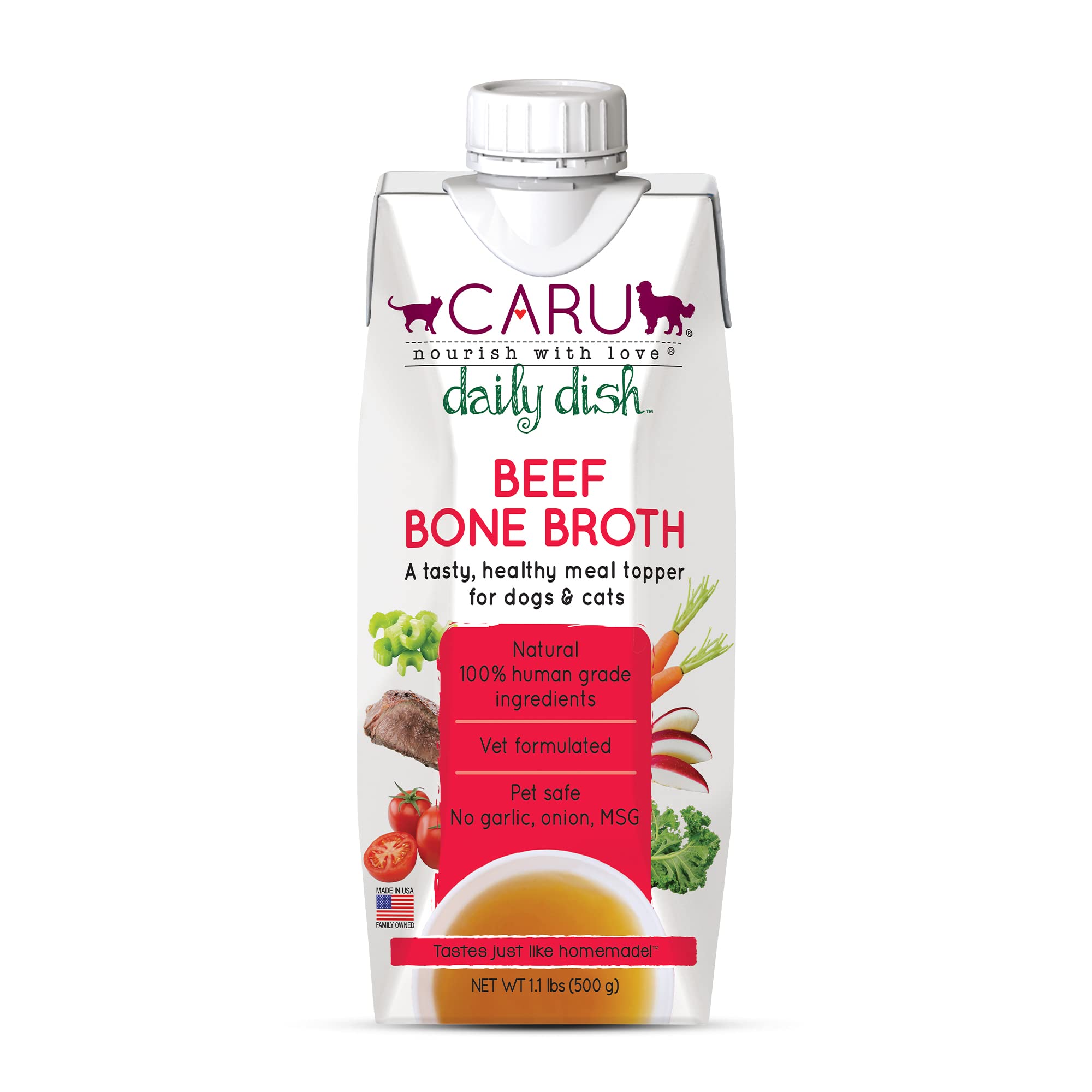 CARU Daily Dish Beef Broth Meal Topper for Dogs and Cats - 1.1 lbs.