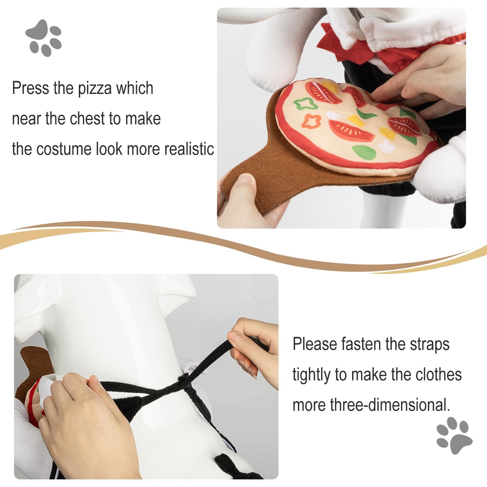 Nacoco Dog Halloween Waiter Costume - Pet Pizza Outfit Cute Funny Cosplay Clothes Apparel With Pizza Party Holiday For Small Med