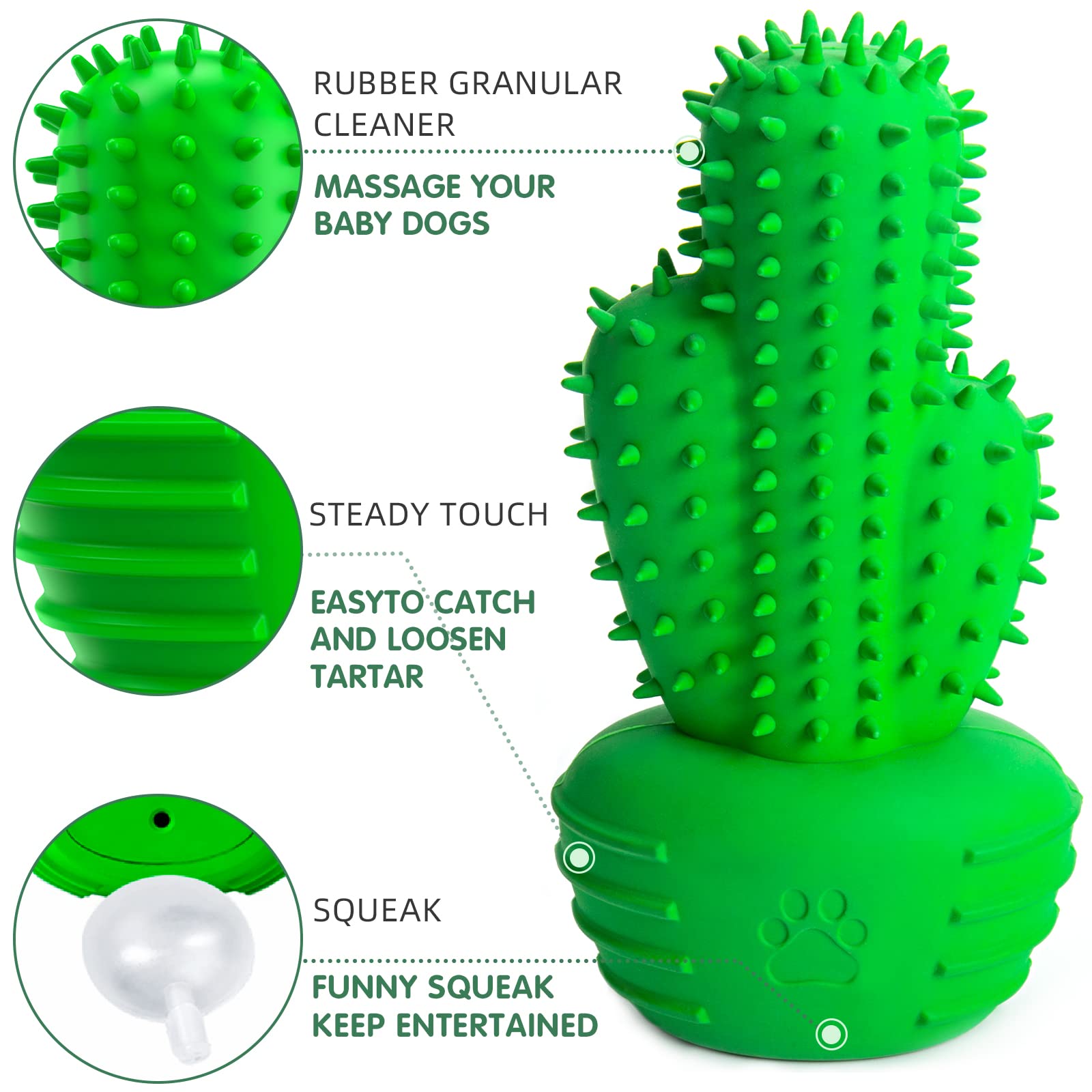 Pamlulu Dog Chew Toys for Aggressive Chewers - Rubber Toothbrush Stick for Large Dogs - Green