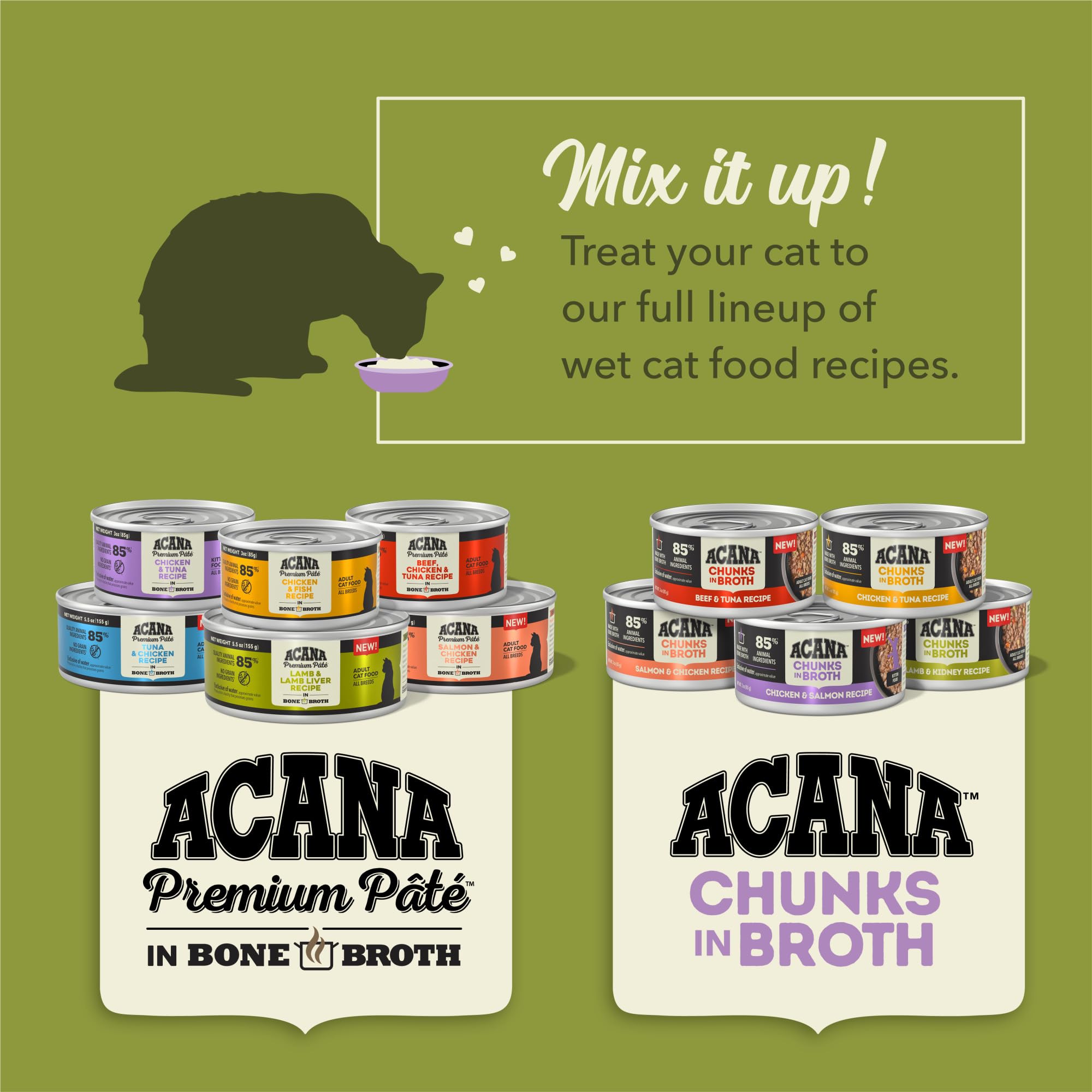 ACANA Chunks in Broth Wet Cat Food Chicken & Salmon Recipe for Kittens 3oz Cans (12 Count)