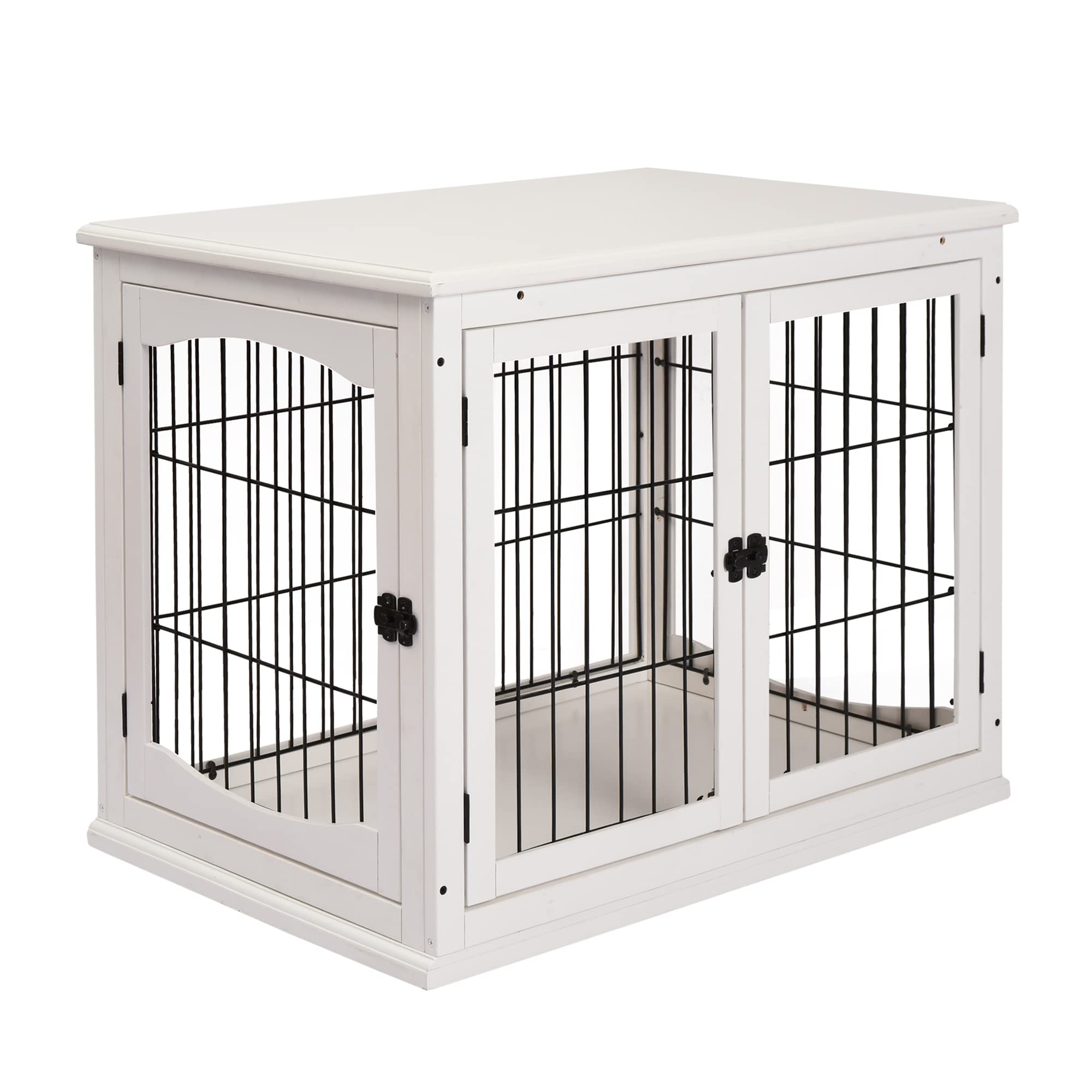 PawHut Dog Crate Furniture, Small Dog Cage End Table with Two Opening Sides, Lockable Door, Puppy Kennel Indoor, Cute and Decora