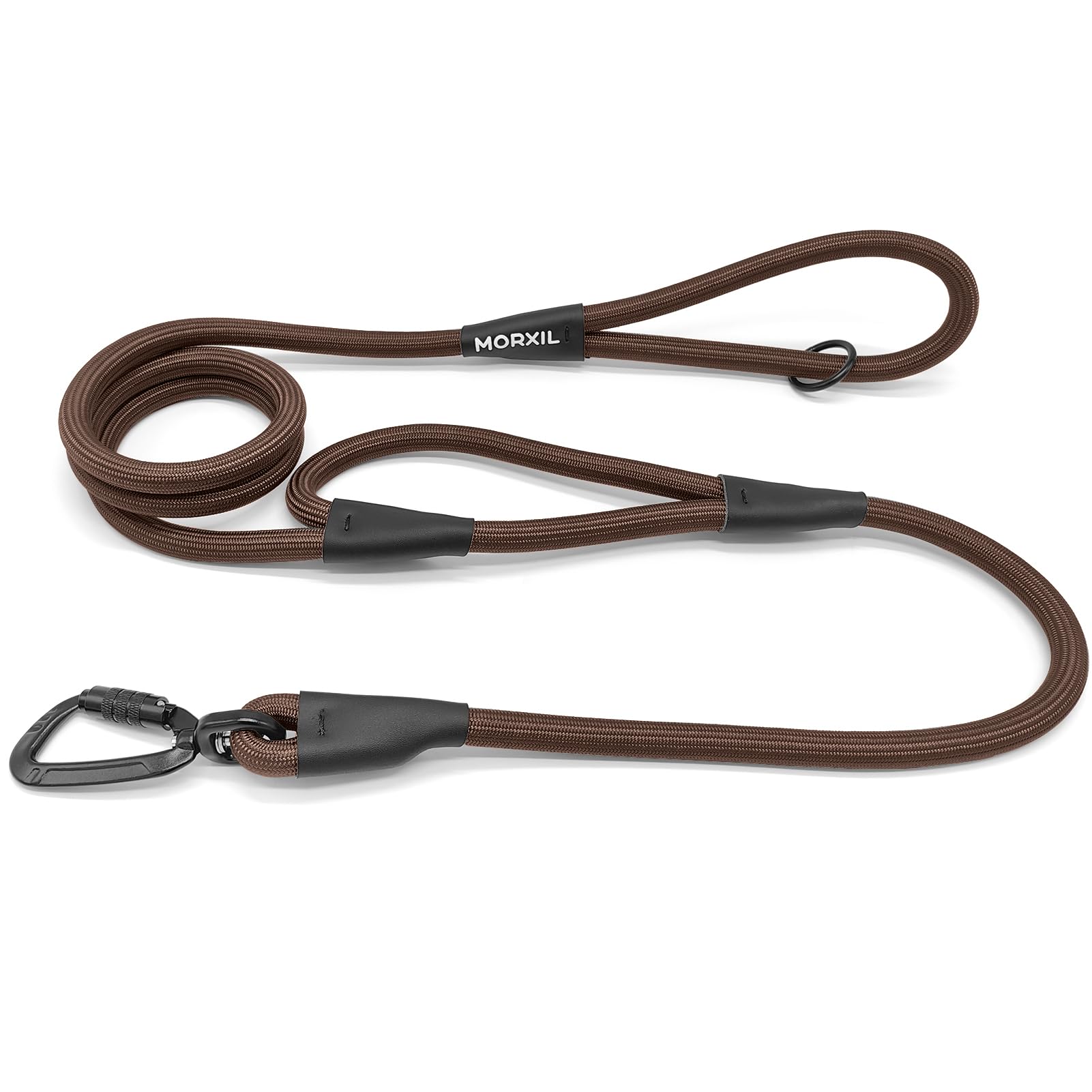 Morxil Rope Dog Leash With Two Handles, 6 Foot Heavy Duty Dog Leash With Aviation Aluminum Auto Locking Carabiner, Strong Nylon 