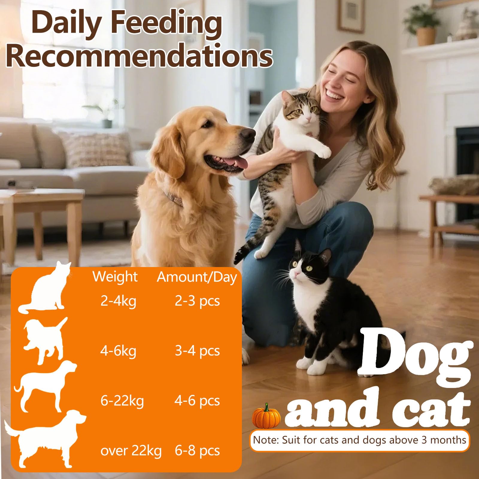 JADINGSFARM Pumpkin for Dog, Freeze Dried Pumpkin with Chicken Dog Cat Treats, Limited Ingredient, Natural Treat for Digestion H