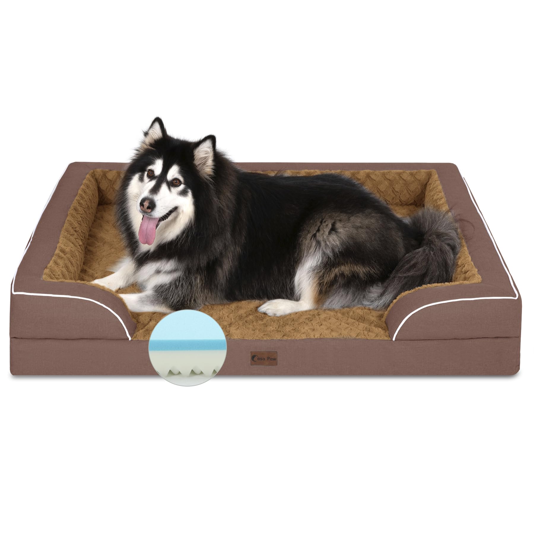 Casa Paw Orthopedic Xxl Dog Bed For Extra Large Dogs, Waterproof Memory Foam Dog Beds With Sides, Egg-Crate Foam And Non-Slip Bo