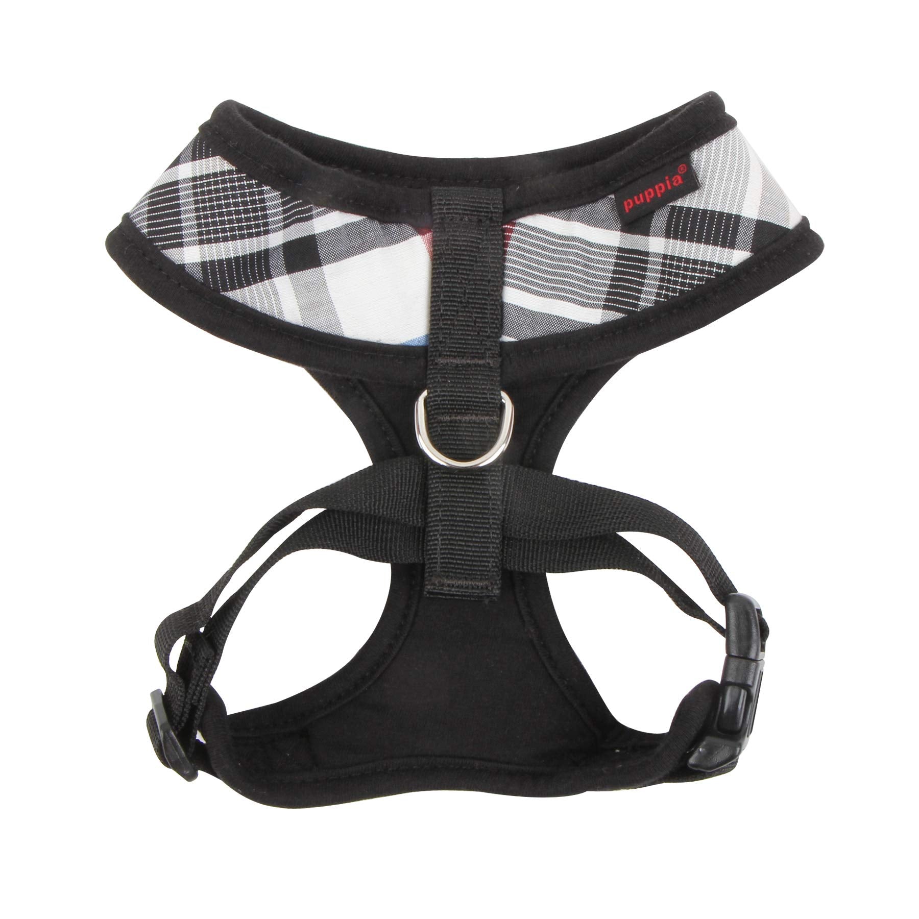 Puppia Junior Over-The-Head Dog Harness Checkered Pattern No Choke No Pull Adjustable Chest Belt Walking Training For Small And Medium Dog, X-Small, Black