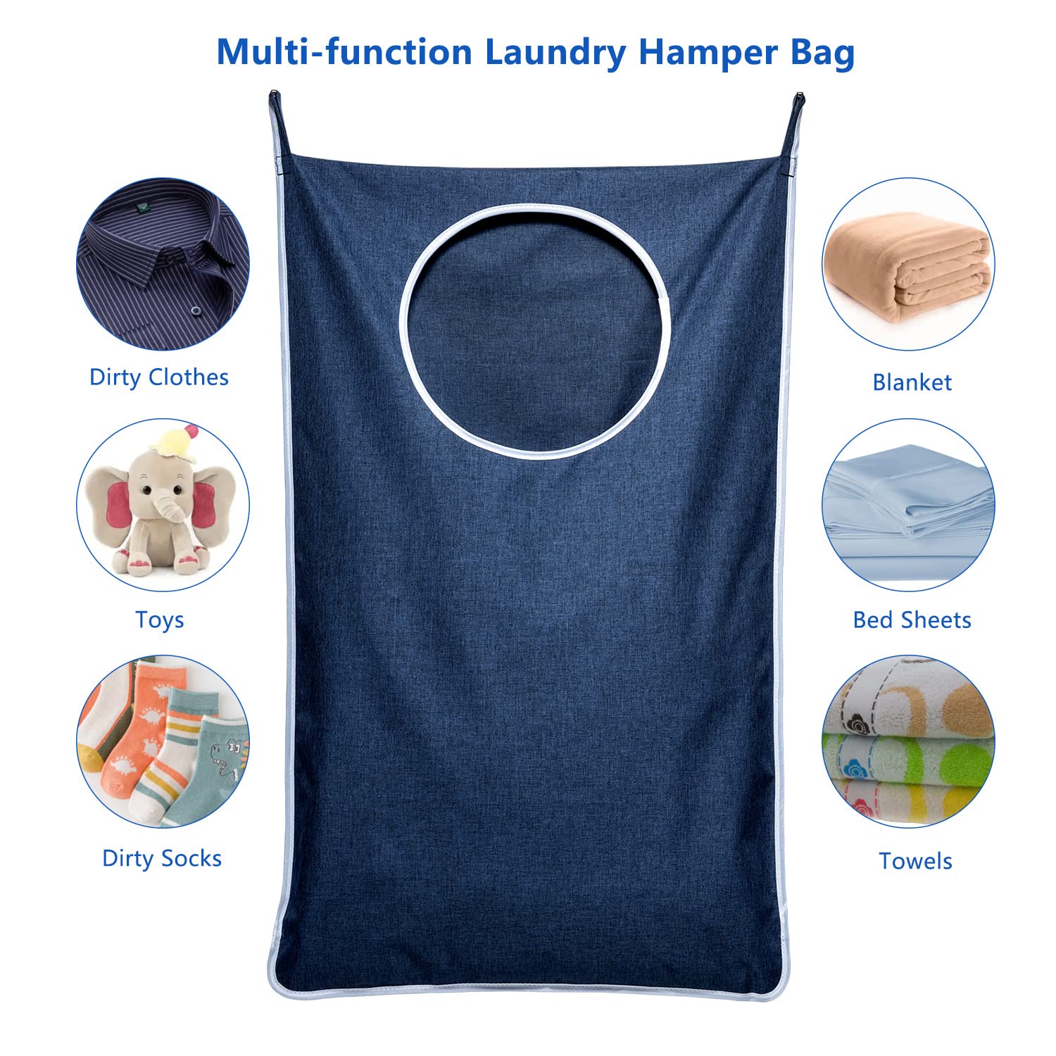 Keepjoy Xl Hanging Laundry Hamper Bag, Hanging Hamper With 2 Strong Hooks For Dirty Clothes Door Hanging Laundry Bag Large Size