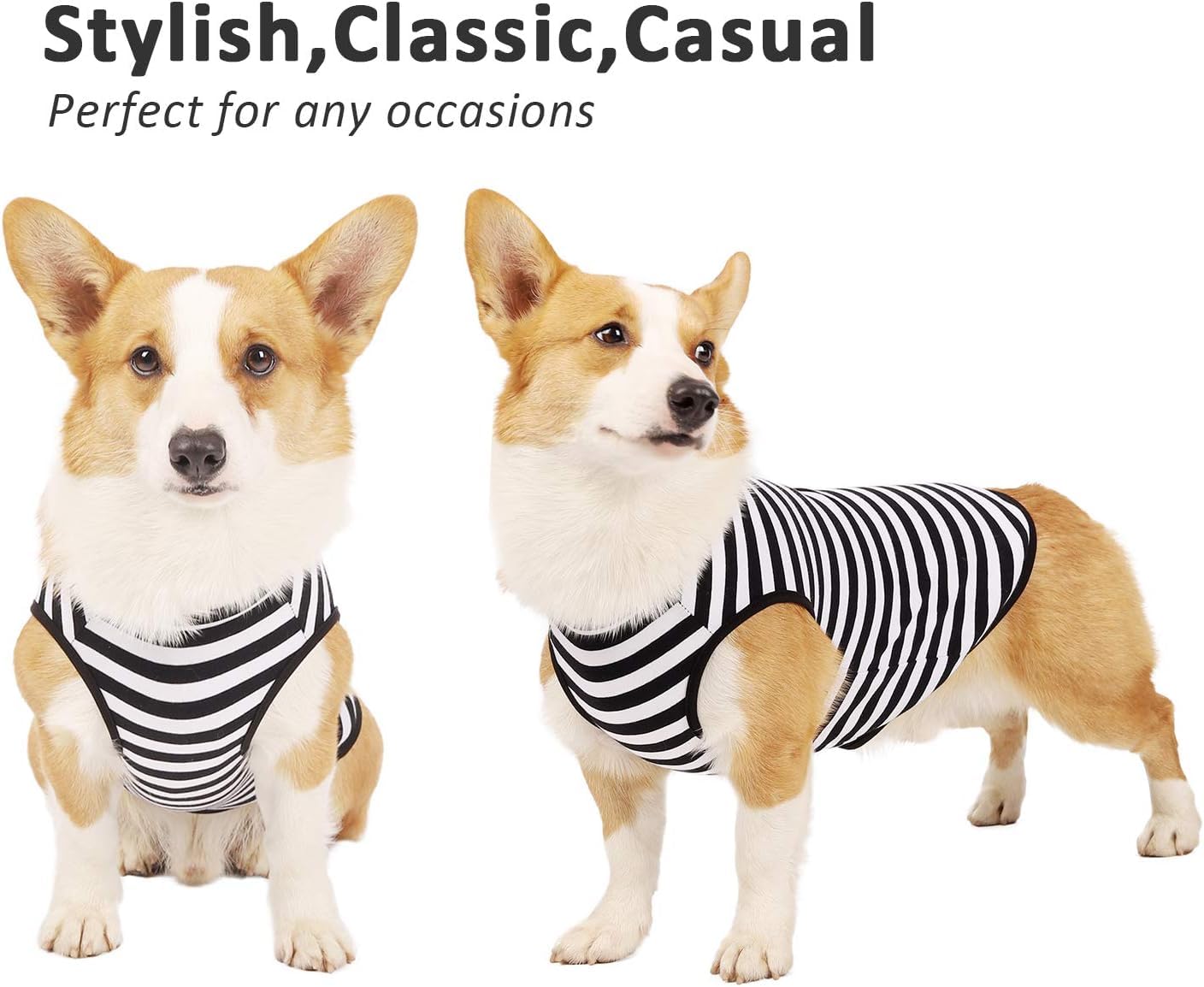 Weone Dog Shirt Striped Cotton Shirt,Pet Breathable Soft Basic Clothes For Small Medium Larg Boy Girl Dogs,Black Blue Xl