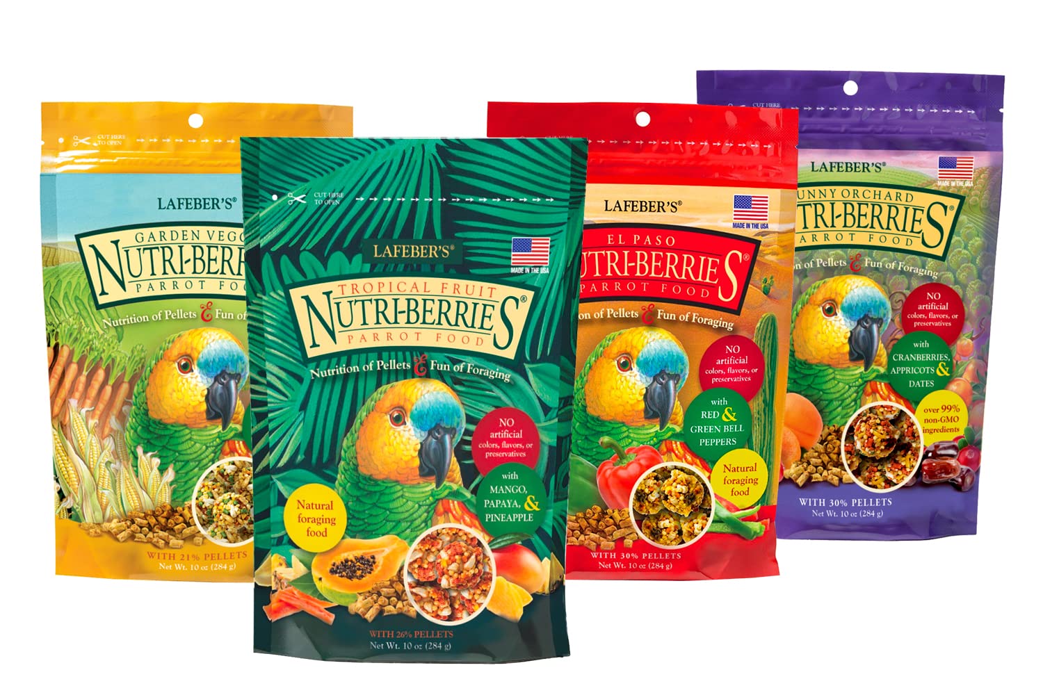 LAFEBERS Gourmet Nutri-Berries Pet Bird Food Variety Sampler Bundles, Made with Non-GMO and Human-Grade Ingredients, for Parrot