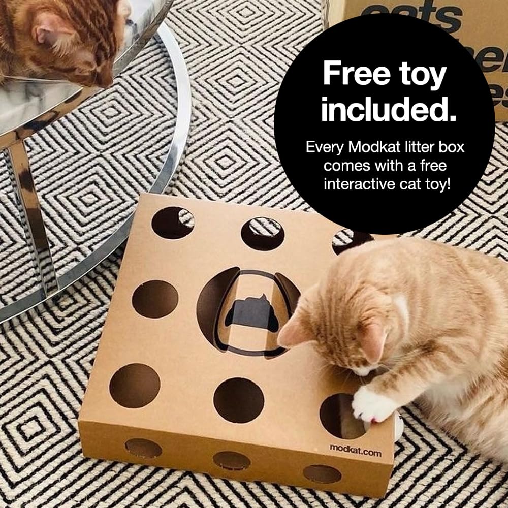 Modkat XL Litter Box - Extra Large Cat Litter Box with Top & Front-Entry Reusable Liners - Tall Base Keeps Mess Inside - Easy to