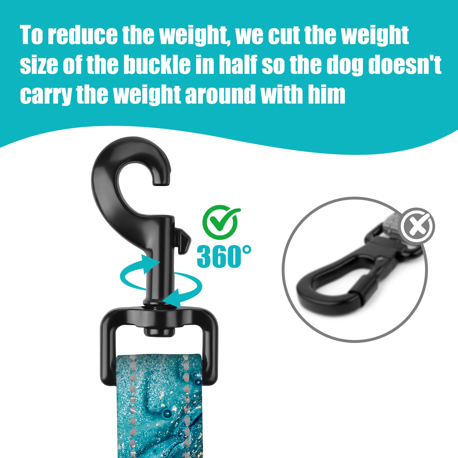 Blue Ocean Nylon Short Dog Leash For Training Control - Reflective, Padded Handle For Large & Medium Dogs