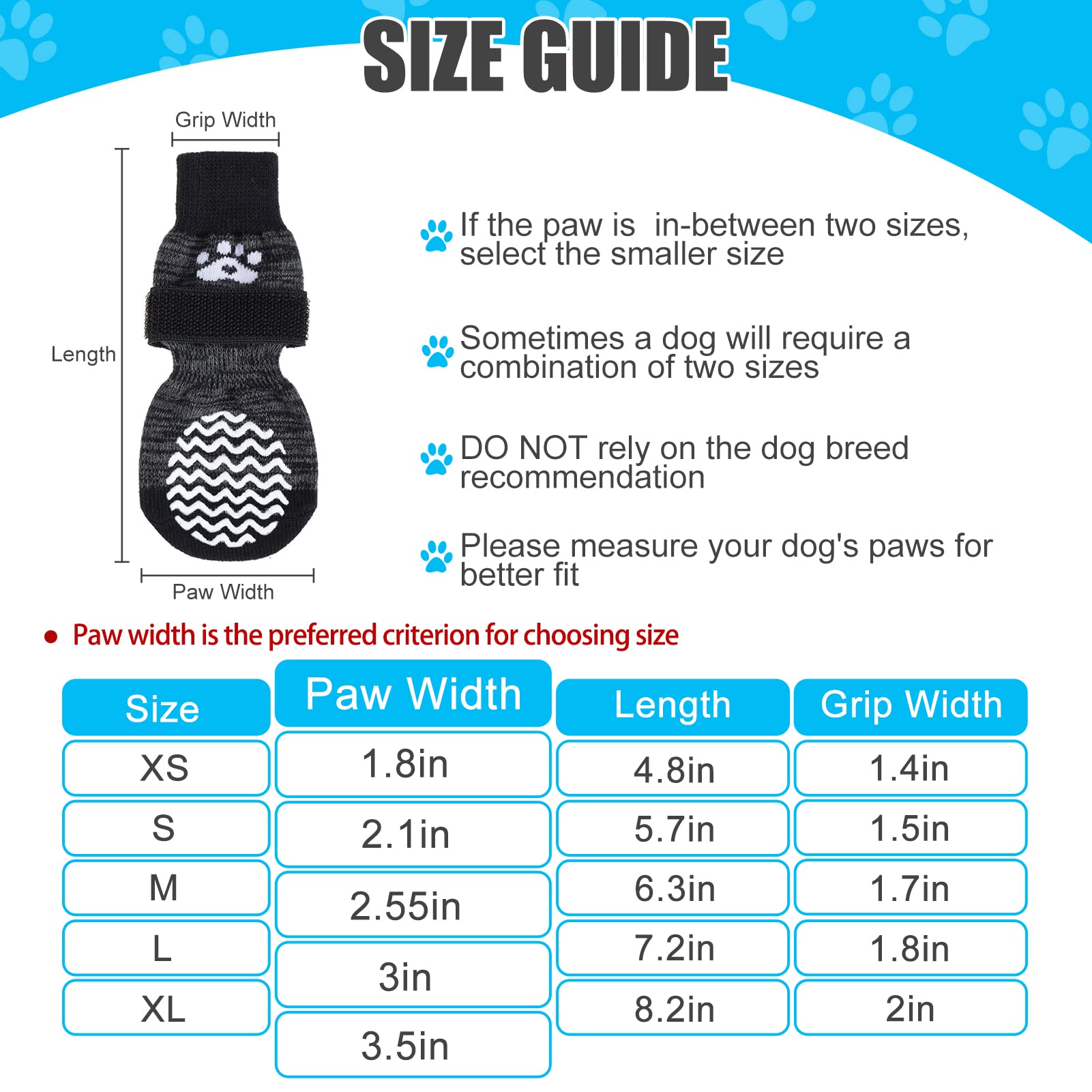 Pupteck Double Side Non-Slip Dog Socks For Hardwood Floors - 3 Pais Anti-Shedding Pet Grip Socks With Adjustable Magic Straps For Small Medium Large Doggies To Prevent Licking