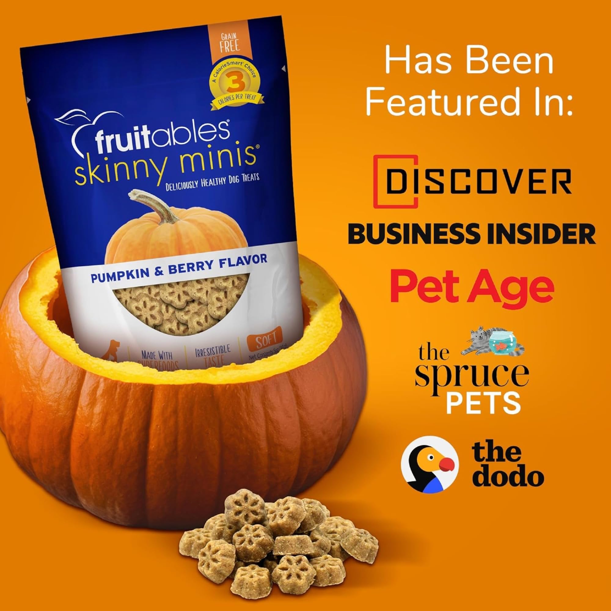 Fruitables Skinny Mini Dog Treats - Healthy Treats for Dogs - Low Calorie Training Treats - Free of Wheat, Corn and Soy - Rotiss
