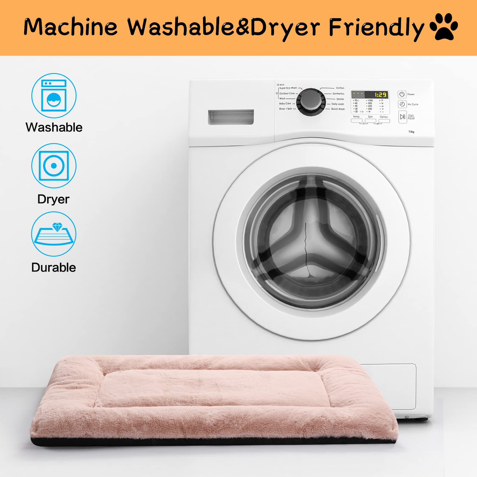 Dog Beds Crate Pad For Medium Dogs Fit Metal Dog Crates,Ultra Soft Dog Crate Bed Washable & Anti-Slip Kennel Pad For Dogs Cozy Sleeping Mat,Pink 30Inch