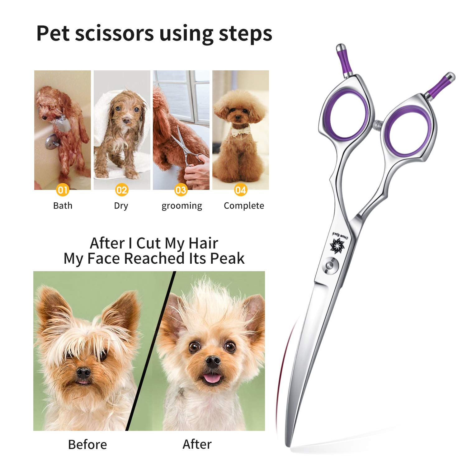 Grooming Pet Shear, 65 Inch Downword Curved Scissors, Curved Shears For Cat Shears And Small Dog Shears Or Any Breed Trimming Cu