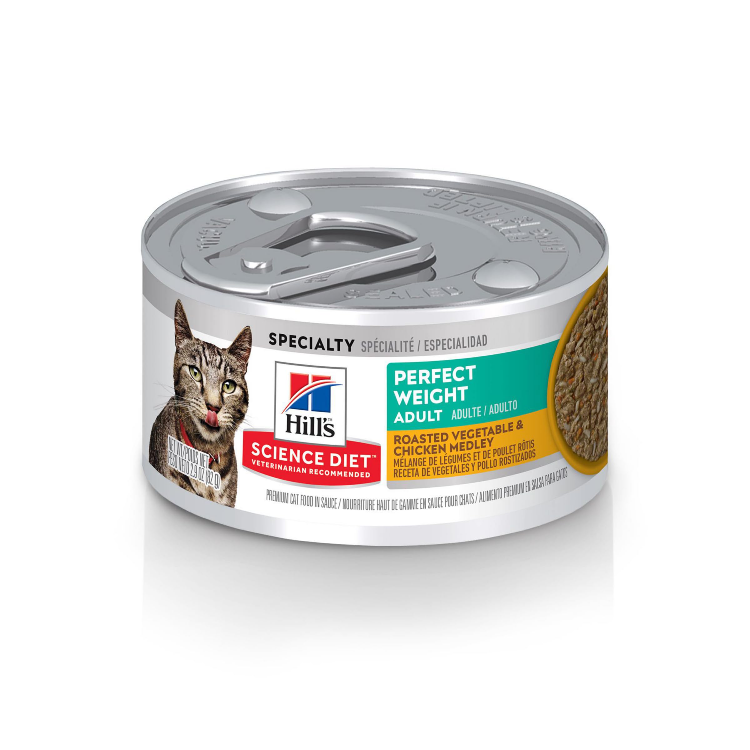 Hills Science Diet Perfect Weight, Adult 1-6, Weight Management Support, Wet Cat Food, Chicken & Roasted Vegetables Stew, 2.9 o