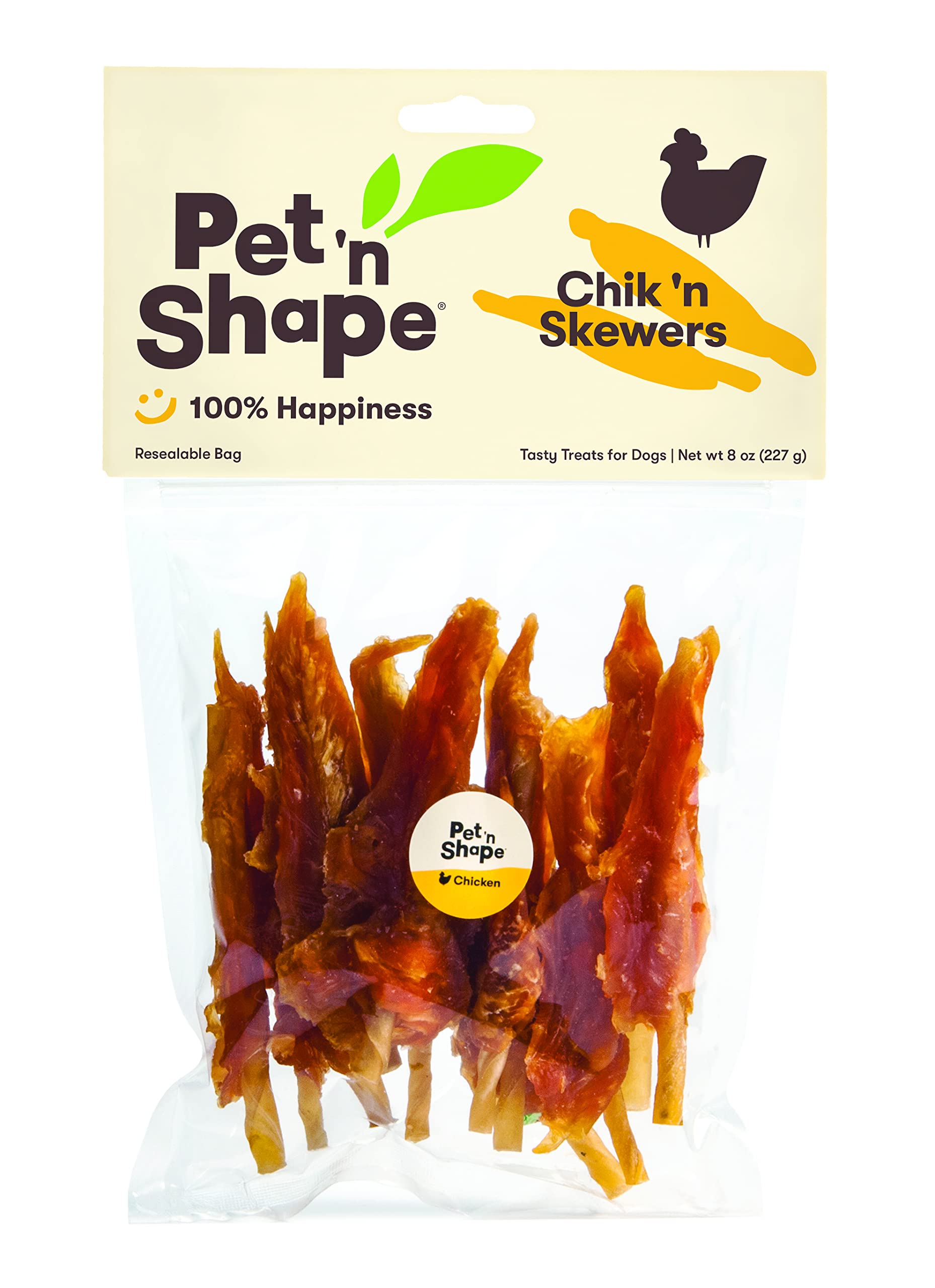 Pet n Shape Chik n Skewers - Chicken Wrapped Rawhide - All Natural Dog Treats, Chicken, 8 Oz, 10808