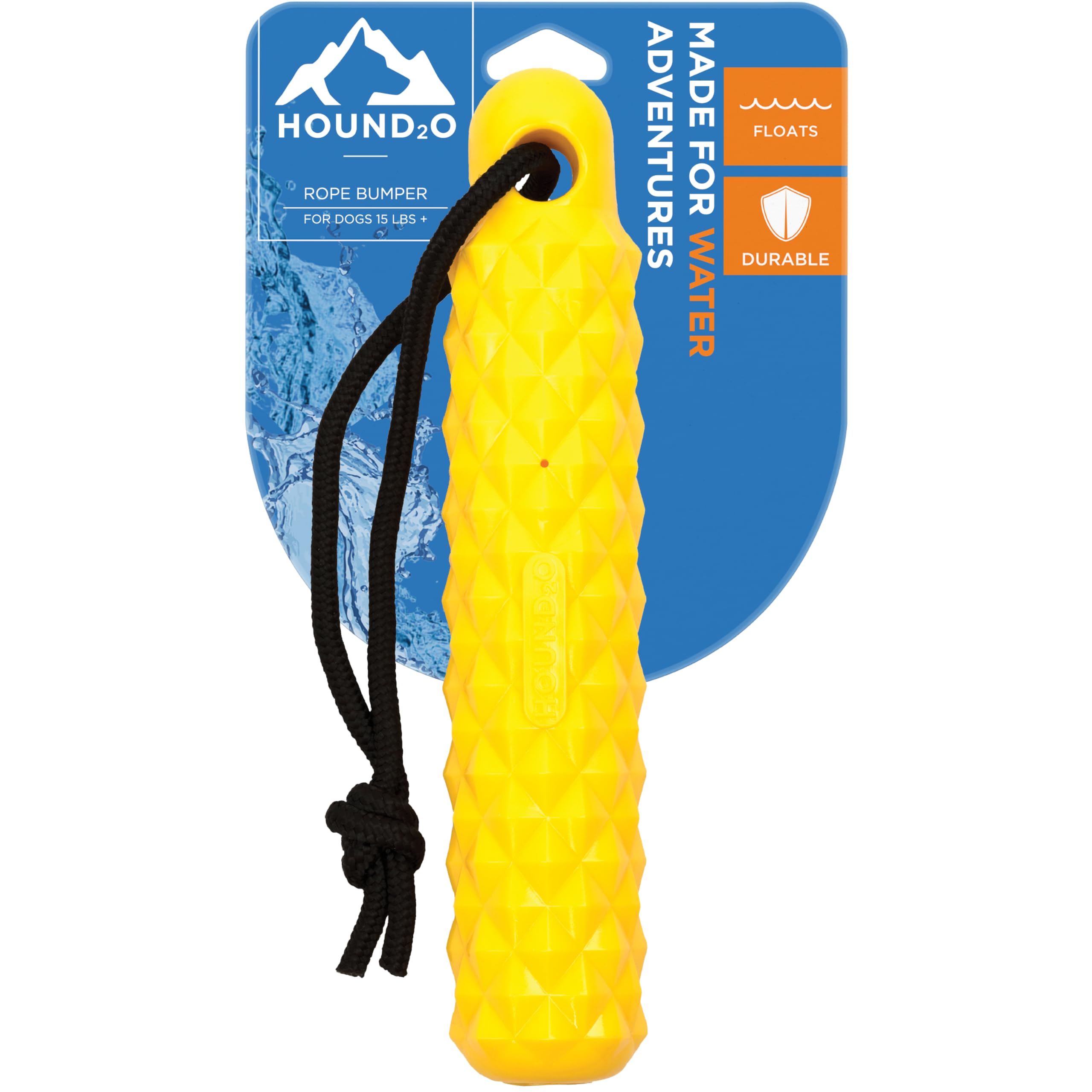 Playology Hound2O Outdoor Dog Toy For Water Adventures | Bright Yellow Floating Rope Bumper For Throwing And Retrieving | Durabl