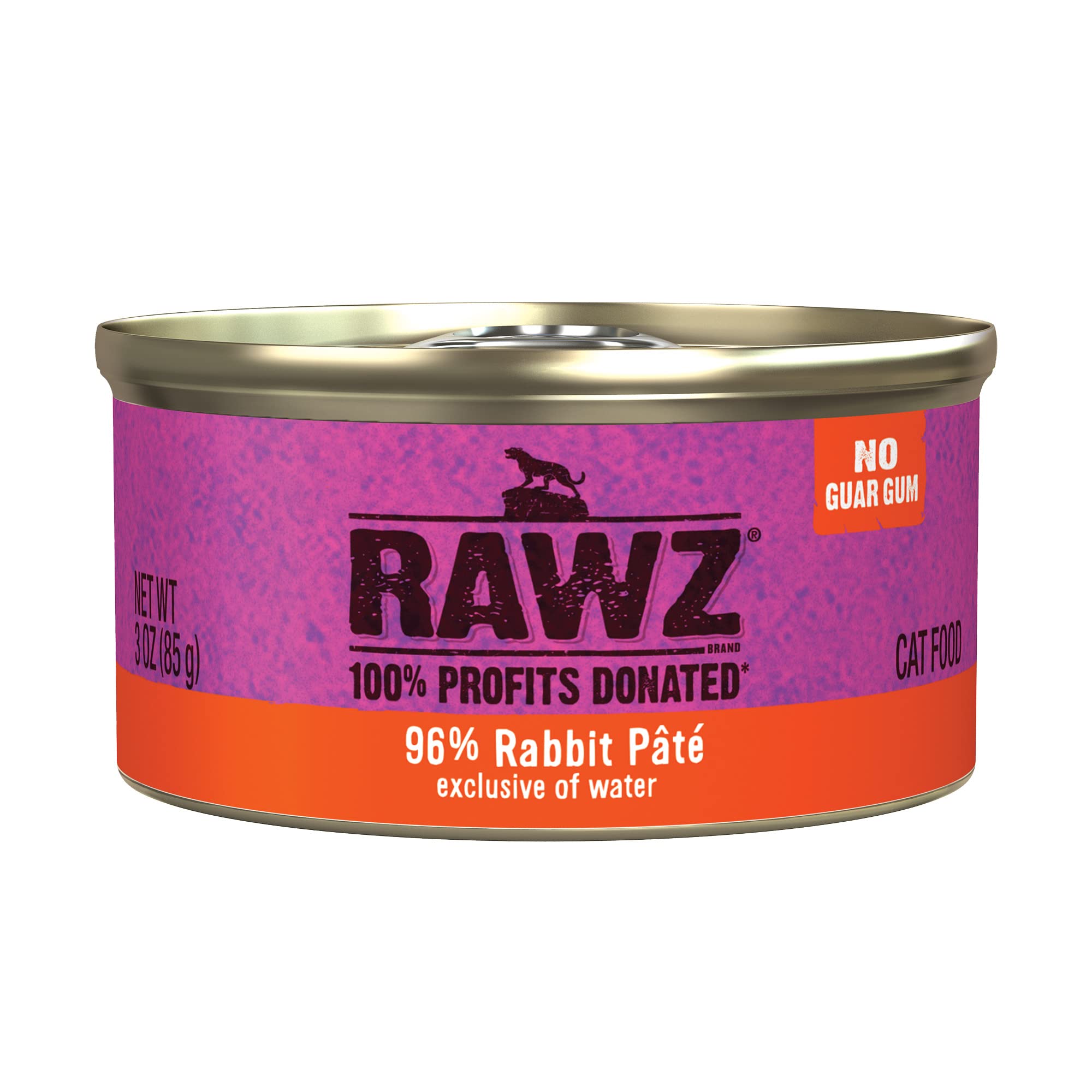 Rawz Natural Premium Pate Canned Cat Wet Food - Made with Real Meat Ingredients No BPA or Gums -3 oz Cans (Case Pack of 18) (Rab