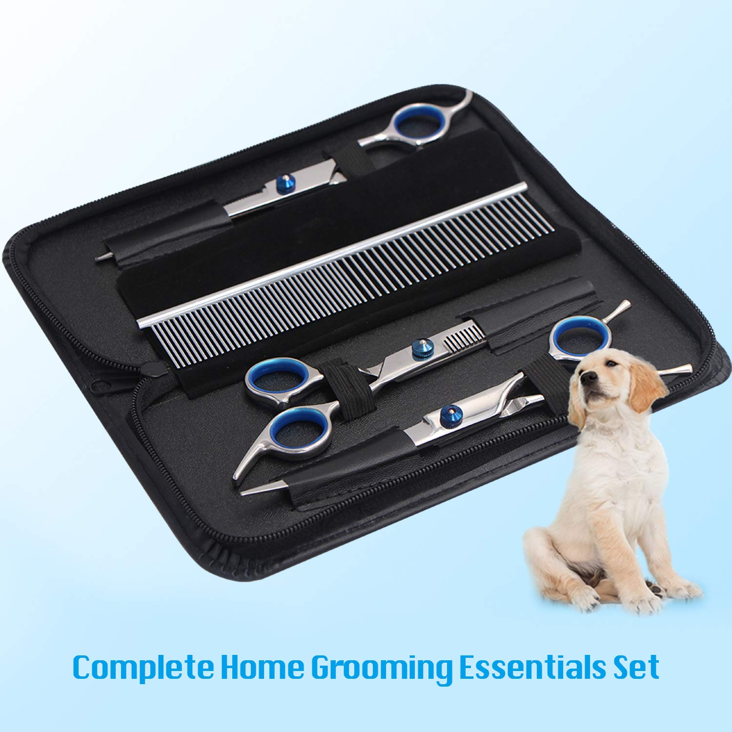Maxshop Dog Grooming Scissors Kit, Heavy Duty Titanium Stainless Steel Professional Pet Grooming Scissors Kit With Comb, Straigh