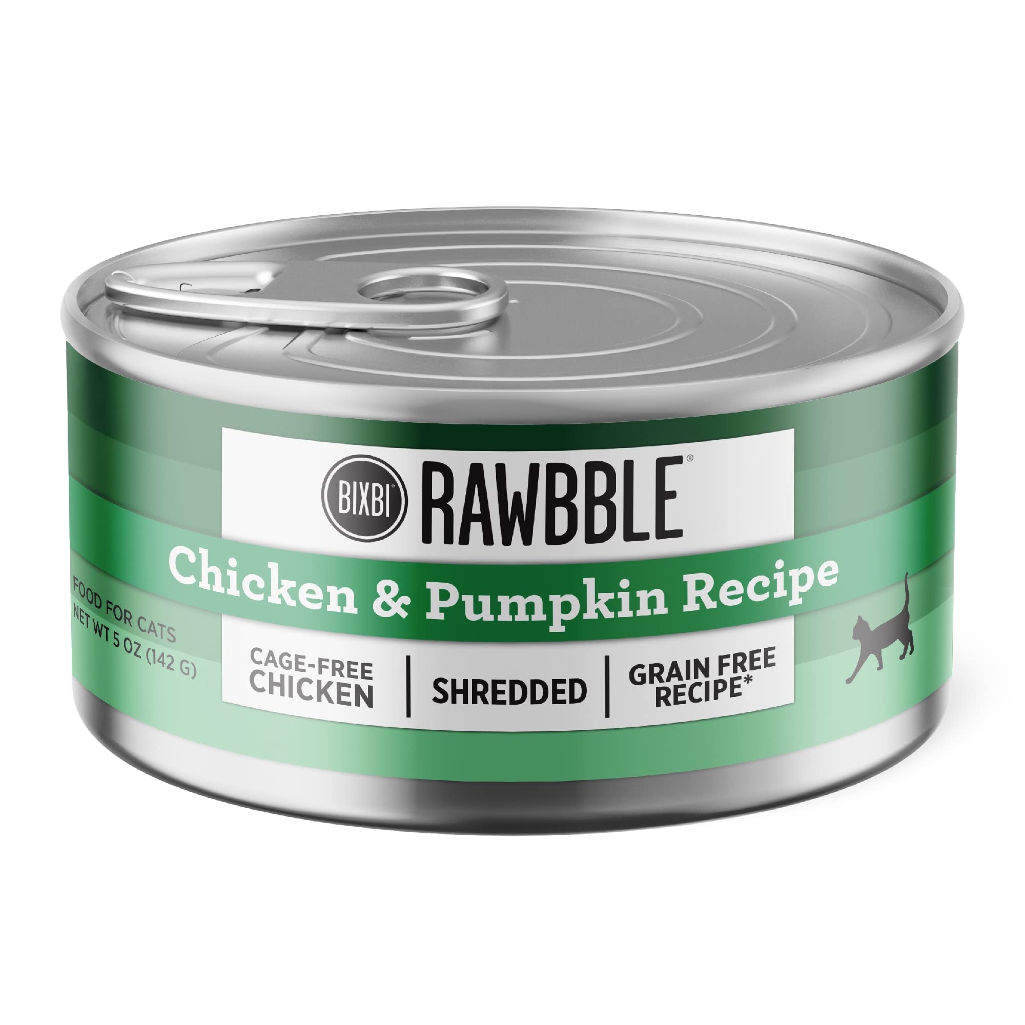 BIXBI Rawbble Shredded Chicken & Pumpkin Recipe Cans - Grain Free, Protein Rich Wet Cat Food - (5 Ounce Cans, Case of 24)