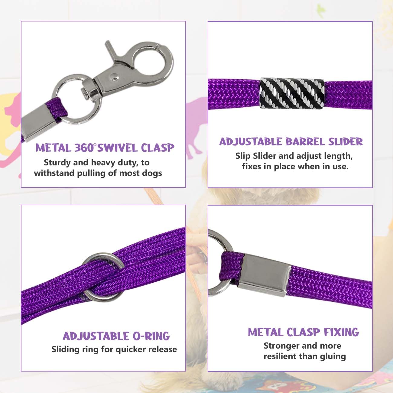 Hhimyoct Pet Grooming Loop For Dogs - Nylon Restraint Noose Adjustable Slip Rope Dog Grooming Supplies For Dog Grooming Arm And