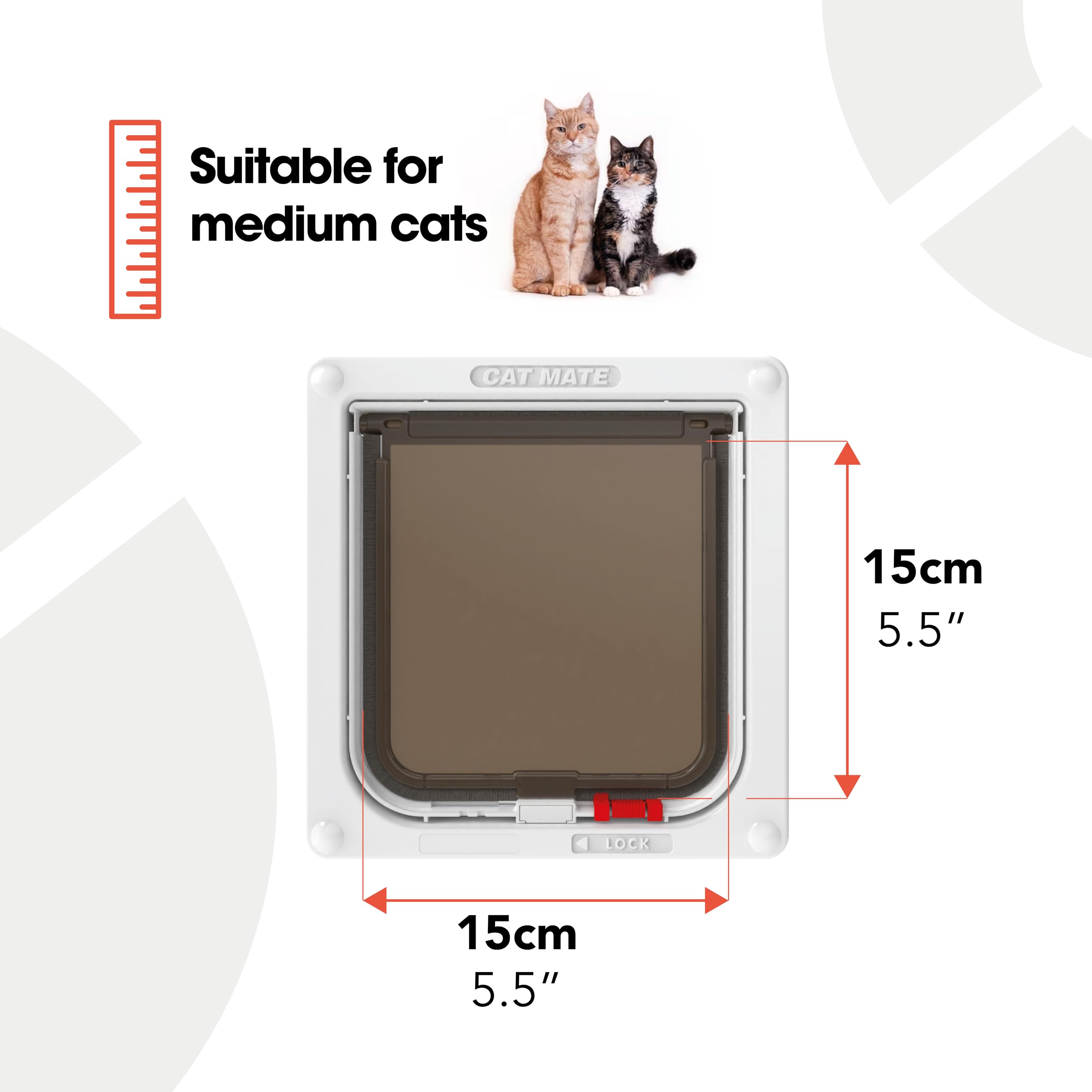 Cat Mate Lockable Cat Flap - Medium White Plastic Cat Door, Model 304W