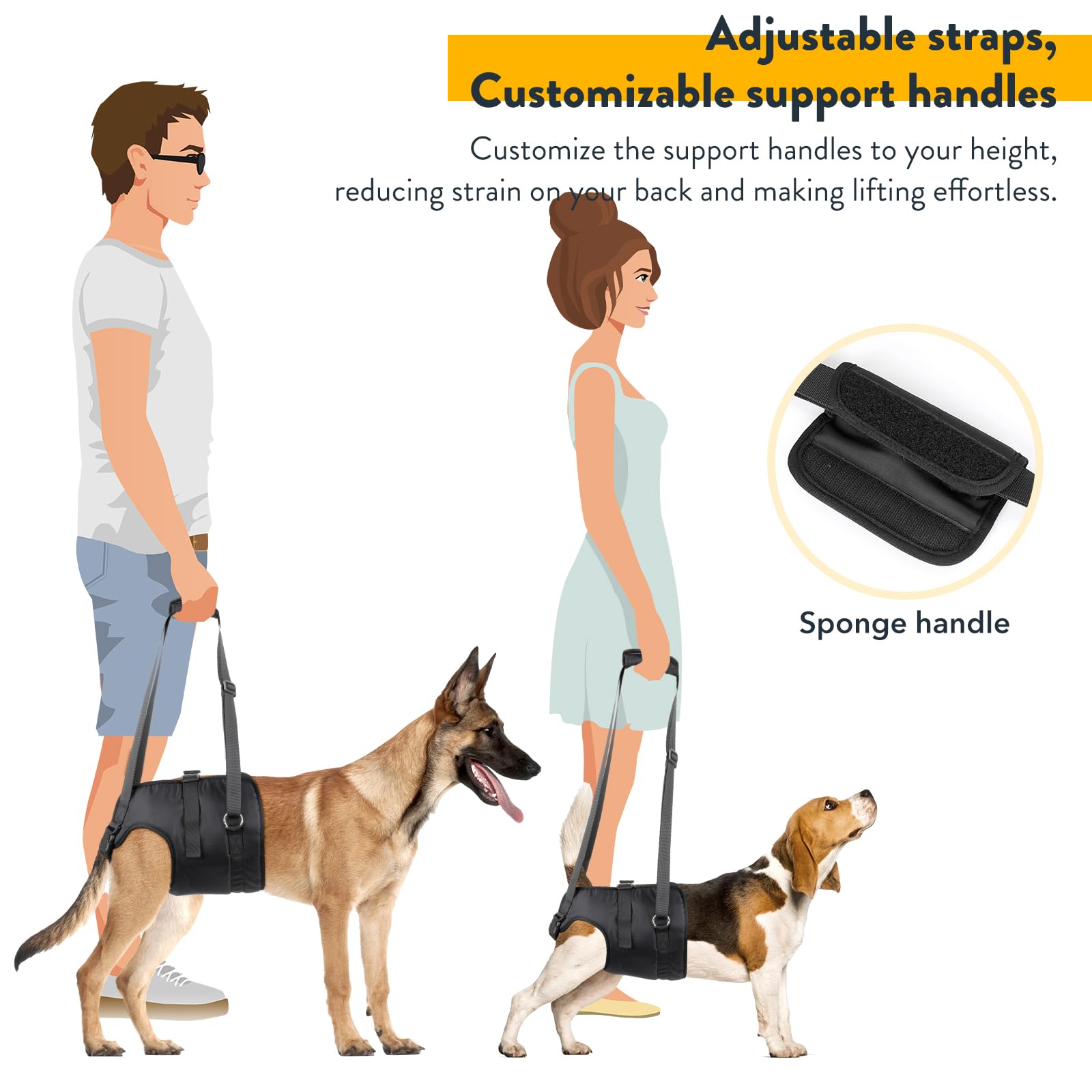 PZRLit Dog Lift Harness - Adjustable Sling Support for Large Dogs Hind Legs, Mobility Aid for Elderly Dogs - Hip & Back Leg Join