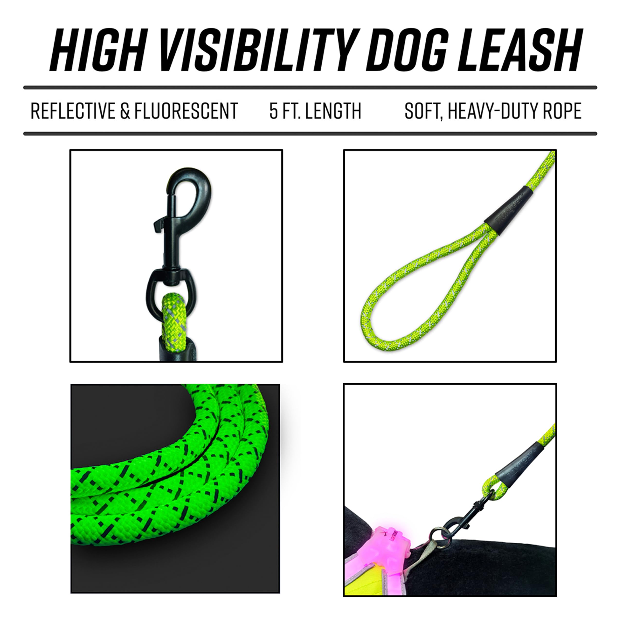 Noxgear LightHound (Large) + High-Visibility Dog Leash - Illuminated and Reflective Harness for Dogs Including Multicolored LED
