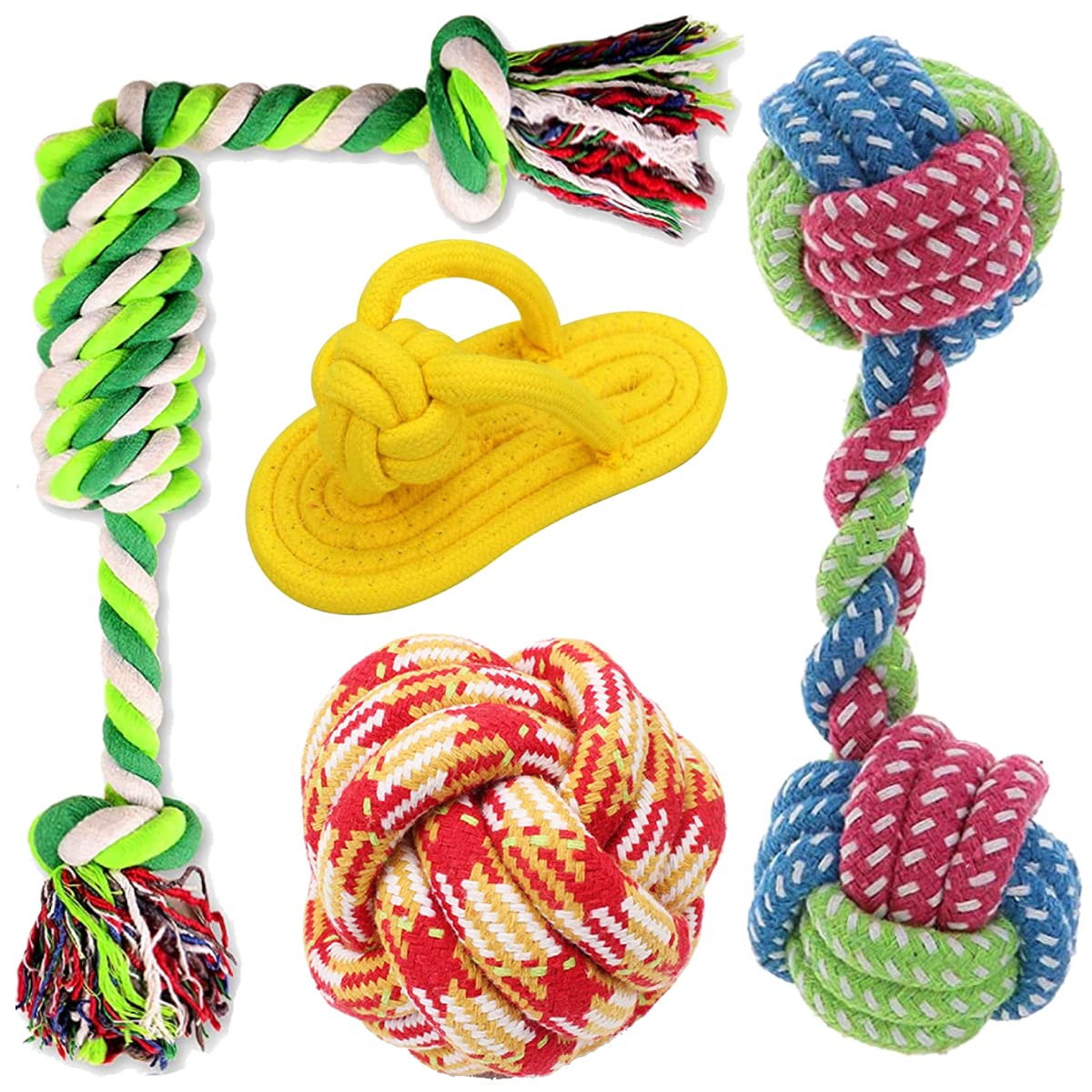 Youhavedeal Dog Chew Toys + Puppy Teething Toy + Rope Toys + Tug Of War Cotton Toy For Small To Medium Breed Pets  Color May Va