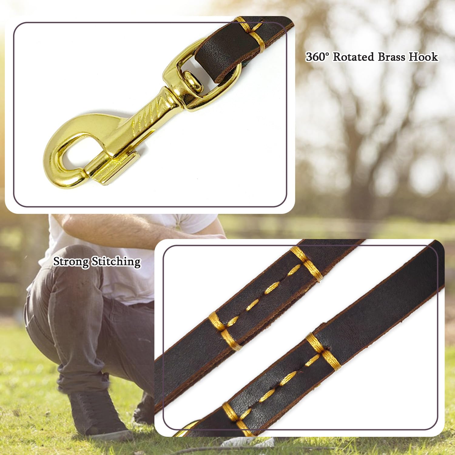 Lwbmg 4Ft Leather Dog Leash For Small Dogs,Thin Leather Pet Leash Heavy Duty Soft Real Genuine Leather Leash For Small & Medium