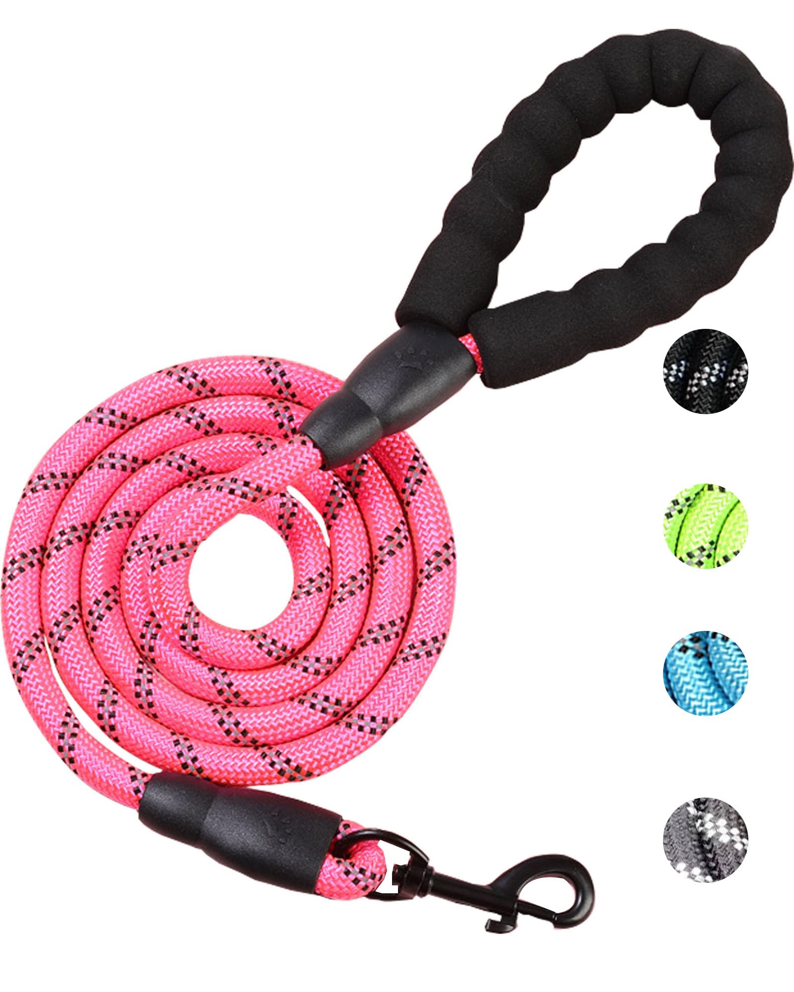 Petank Slip Leads For Dogs 5 Ft With Soft Padded Handle,Reflective Rope Pet Leash For Medium And Large Dogs (Roseo, 5Ft*1/2)