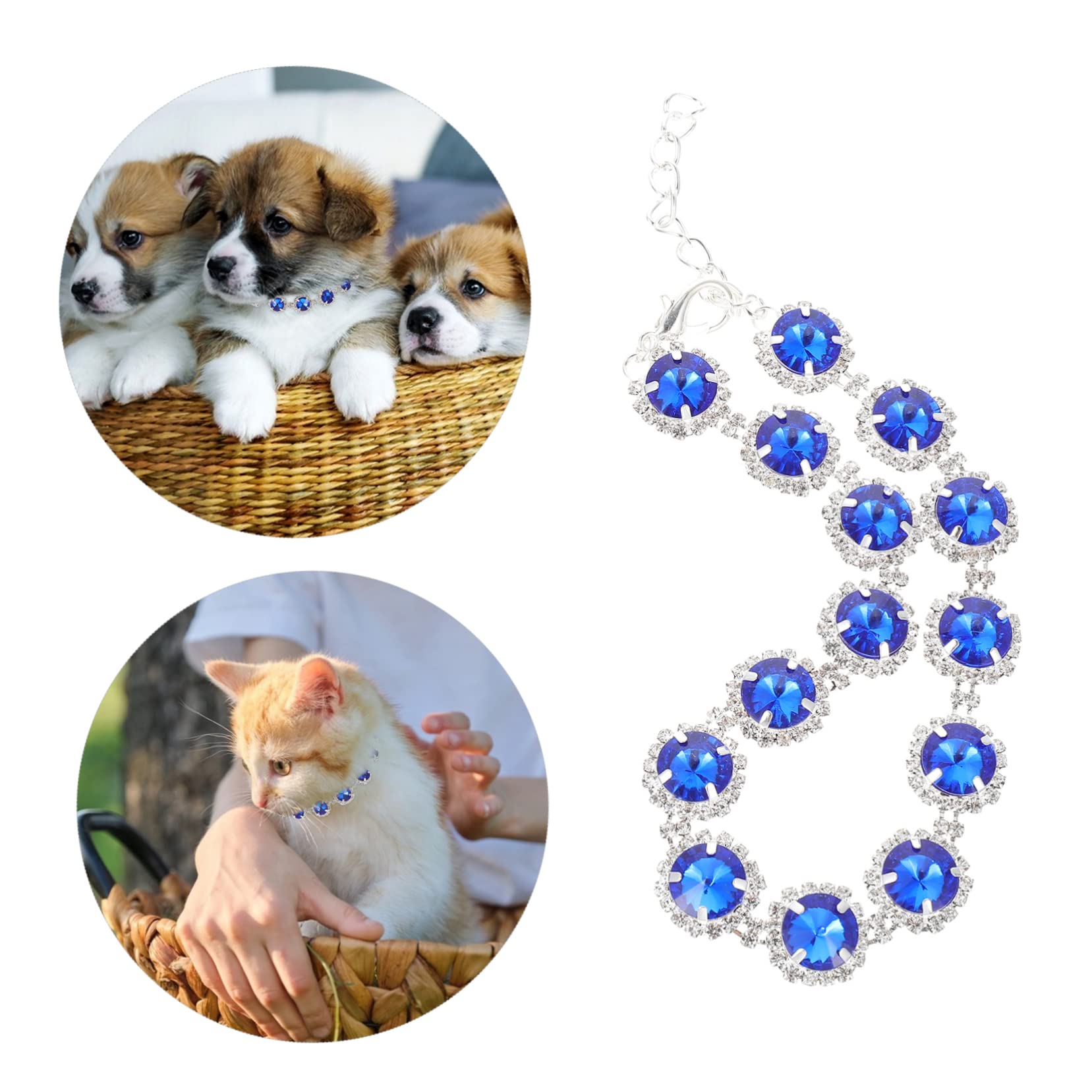 Pretyzoom Water Crystal Pet Necklace Dog Collar Decorative Small Puppy Accessory Blue S Safe For Pet Skin